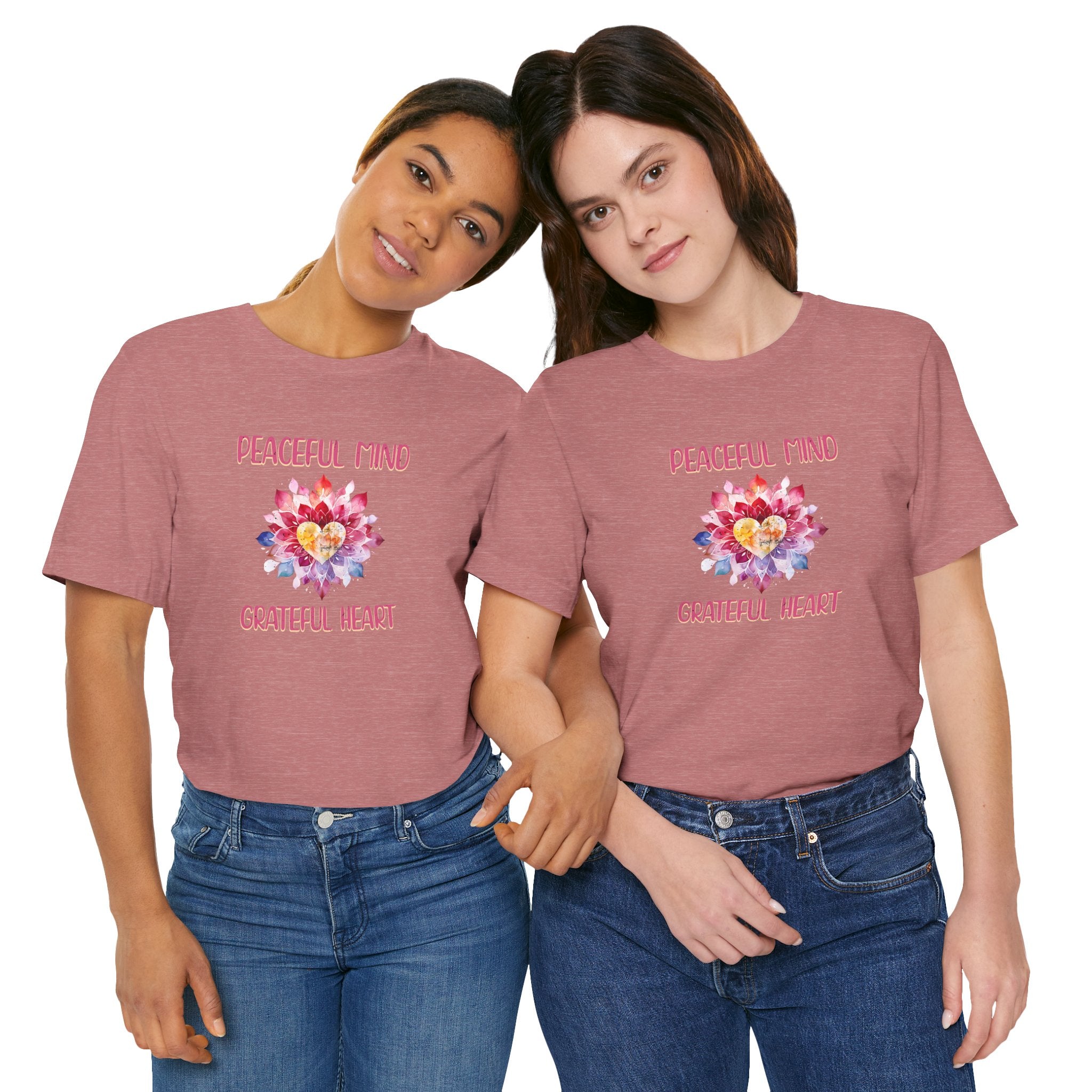 Peaceful Mind Grateful Heart Tee, Inspirational T-Shirt, Relaxed Fit Top, Gift for Mindfulness Lovers, Positive Vibes Shirt