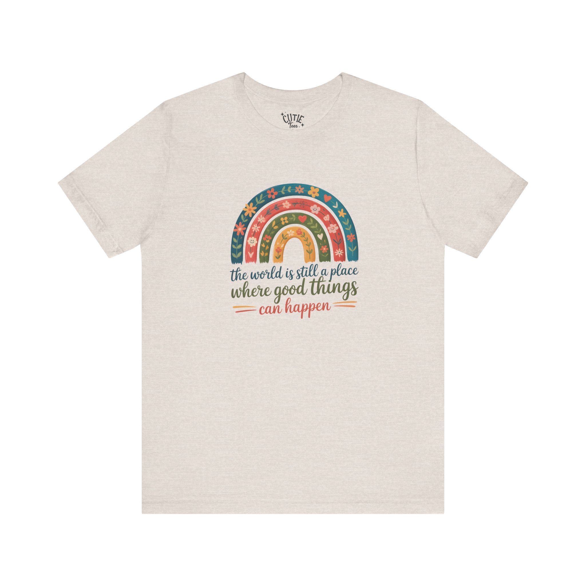 Optimistic Rainbow Tee | Inspirational Shirt for Positivity, Gift for Friends, Summer Casual Wear, Birthday Surprise, Everyday Motivation