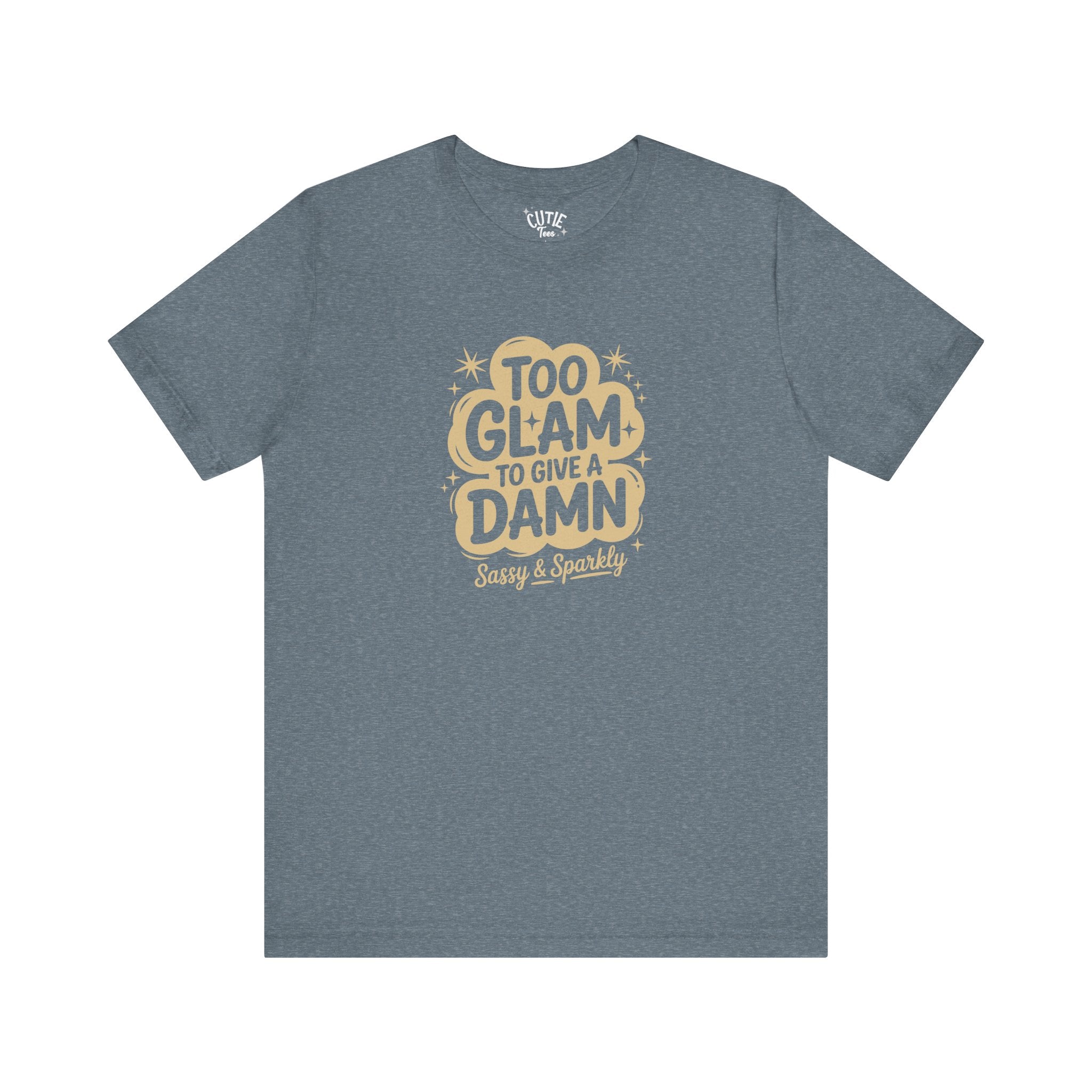 Too Glam Jersey Tee, Sassy Graphic Tee, Casual Wear, Gift for Her, Birthday Gift, Sparkly Statement Top