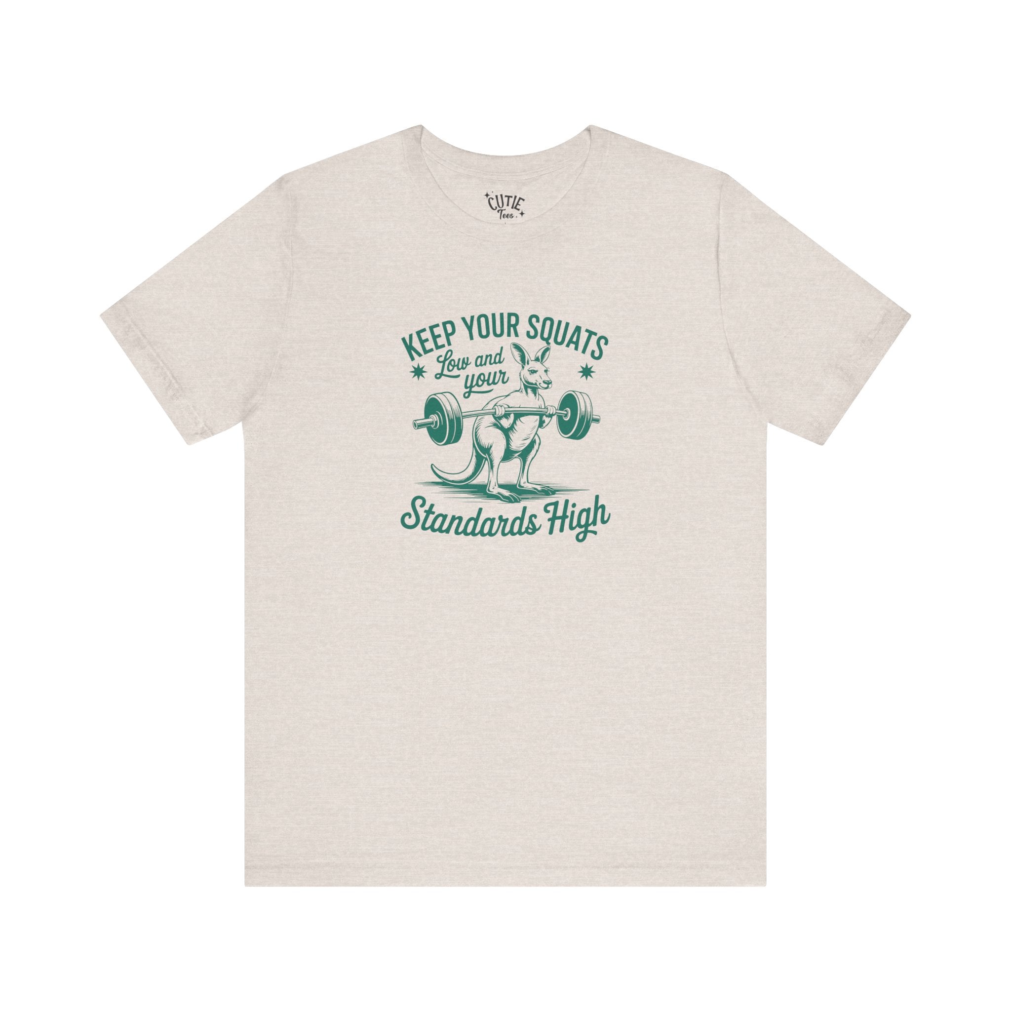 Fitness Tee Kangaroo: Keep Your Squats Low & Standards High, Workout Shirt, Gym Tee, Fitness Gift, Motivational Apparel, Activewear