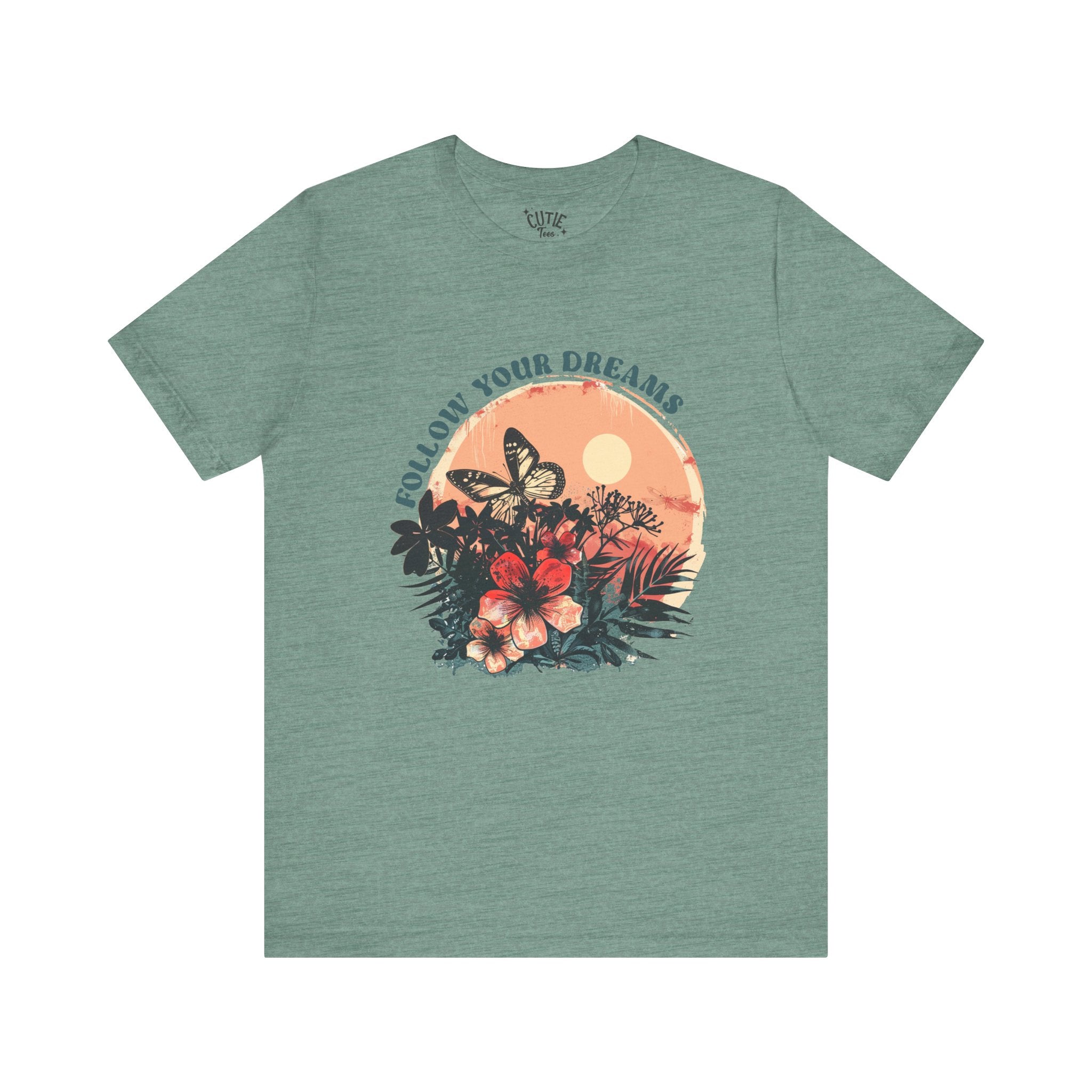 Floral Dreamer Tee - Inspire Belief, Perfect Gift for Teens, Motivation Shirt, Nature Lovers, Birthday, Casual Wear, Unisex Cut