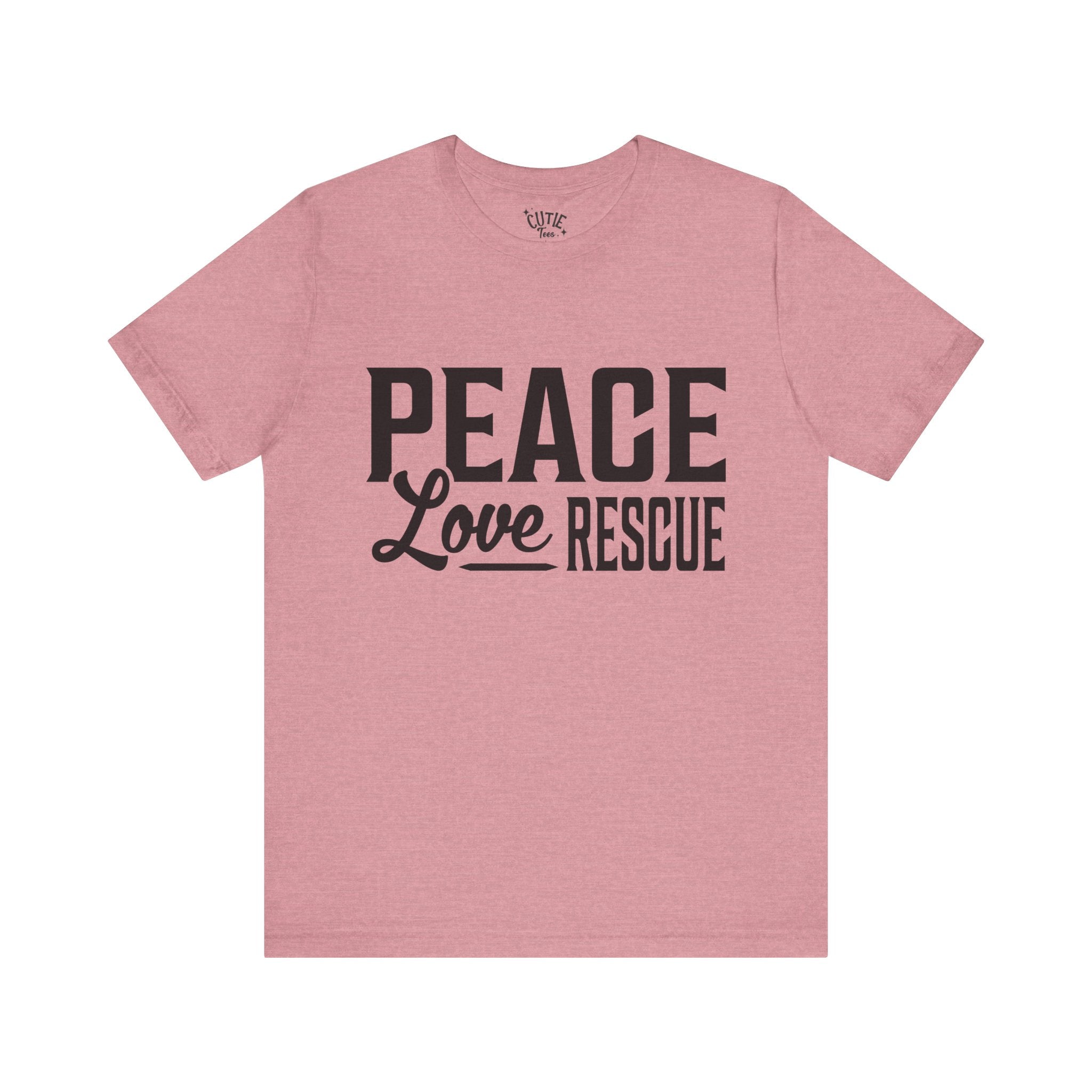 Peace Love Rescue Tee - Unisex Short Sleeve Shirt for Animal Lovers, Gifts for Volunteers, Casual Wear, Earth Day, Fundraisers