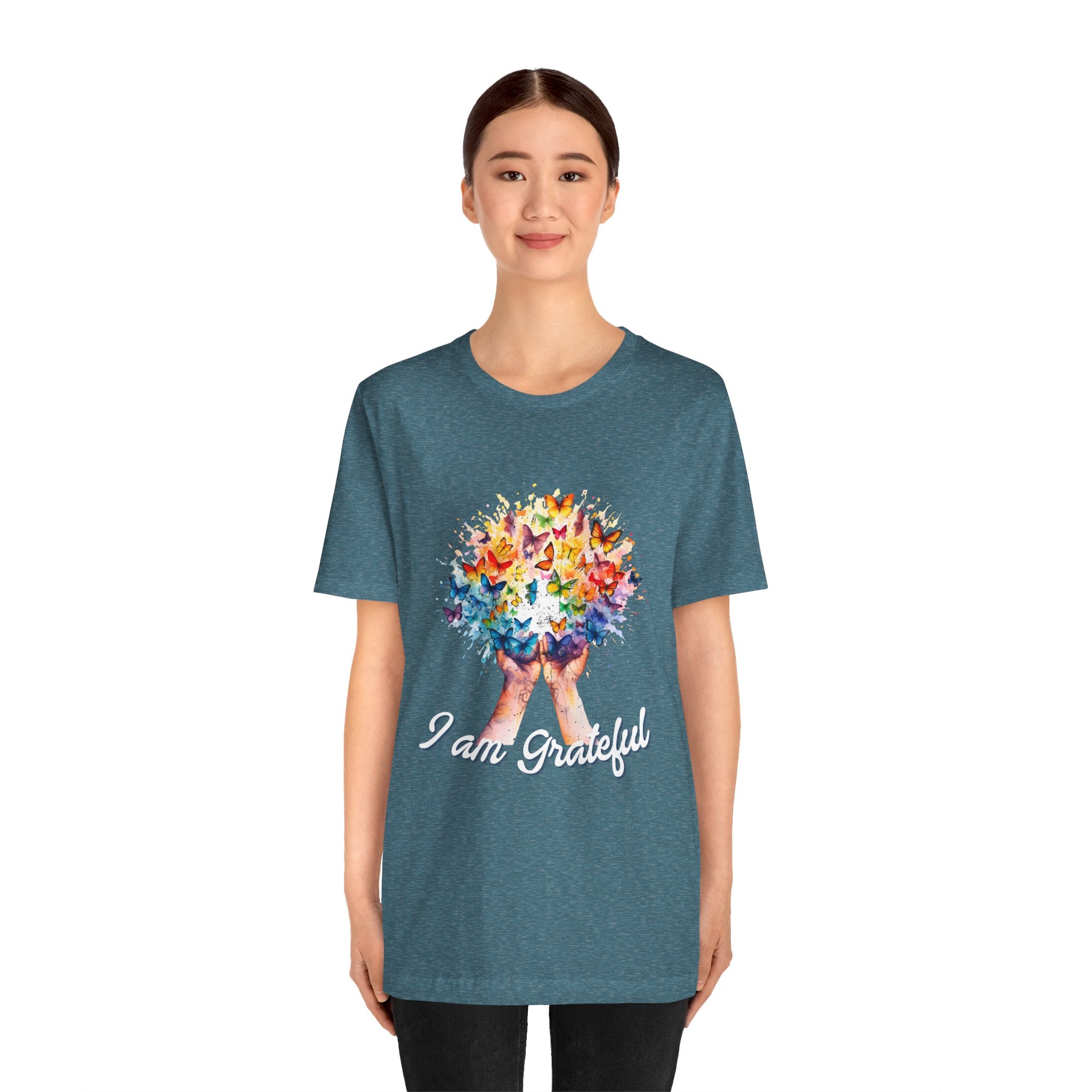 Grateful Butterfly Tee | Unisex Short Sleeve Shirt for Nature Lovers, Inspirational Gift, Comfortable Casual Wear, Eco-Friendly Fashion
