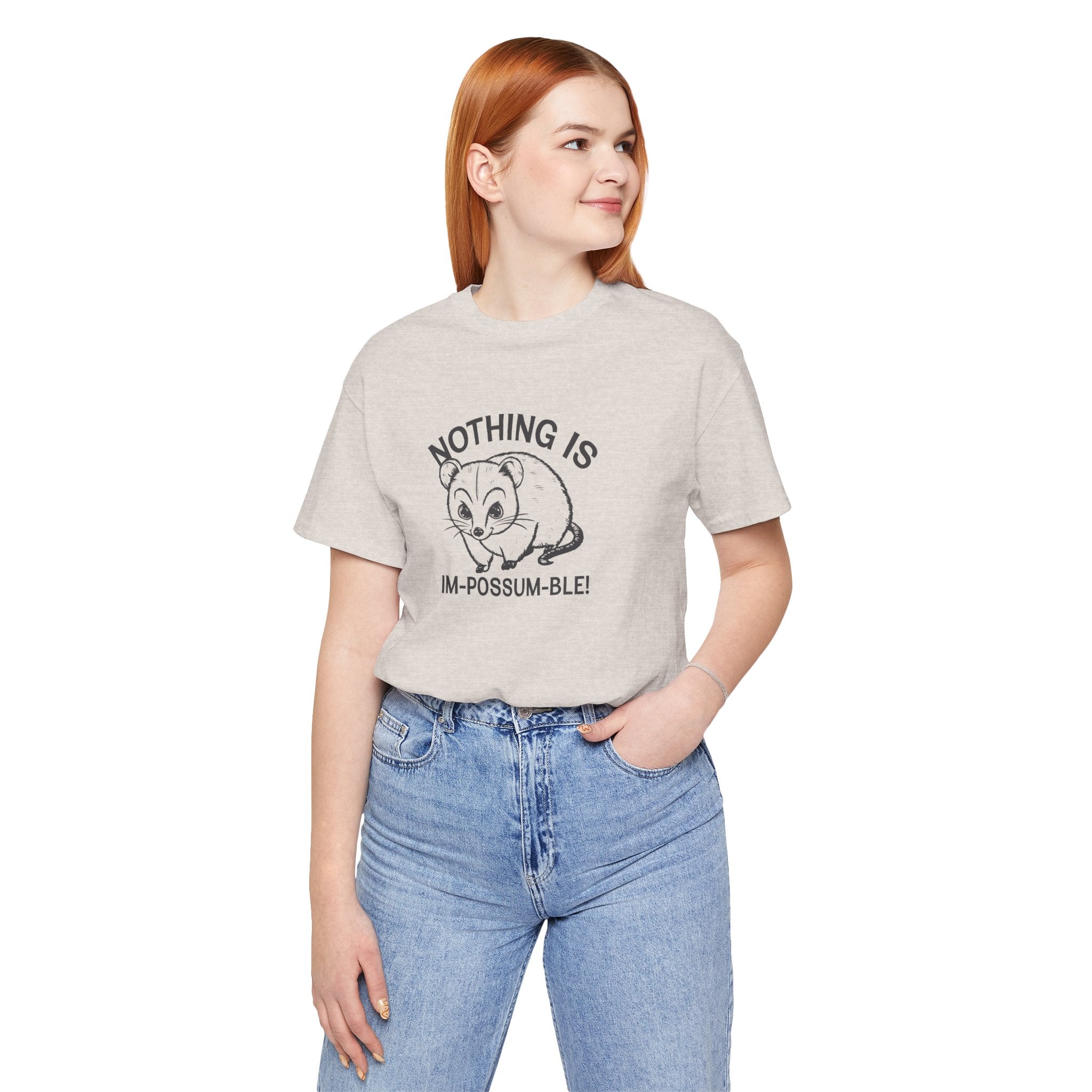 Possum Inspirational Tee - Im-Possum-Ble Unisex Jersey Tee – Cute Animal Humor Shirt for Gifts, Casual Wear, Birthdays, Animal Lovers, Celebrations