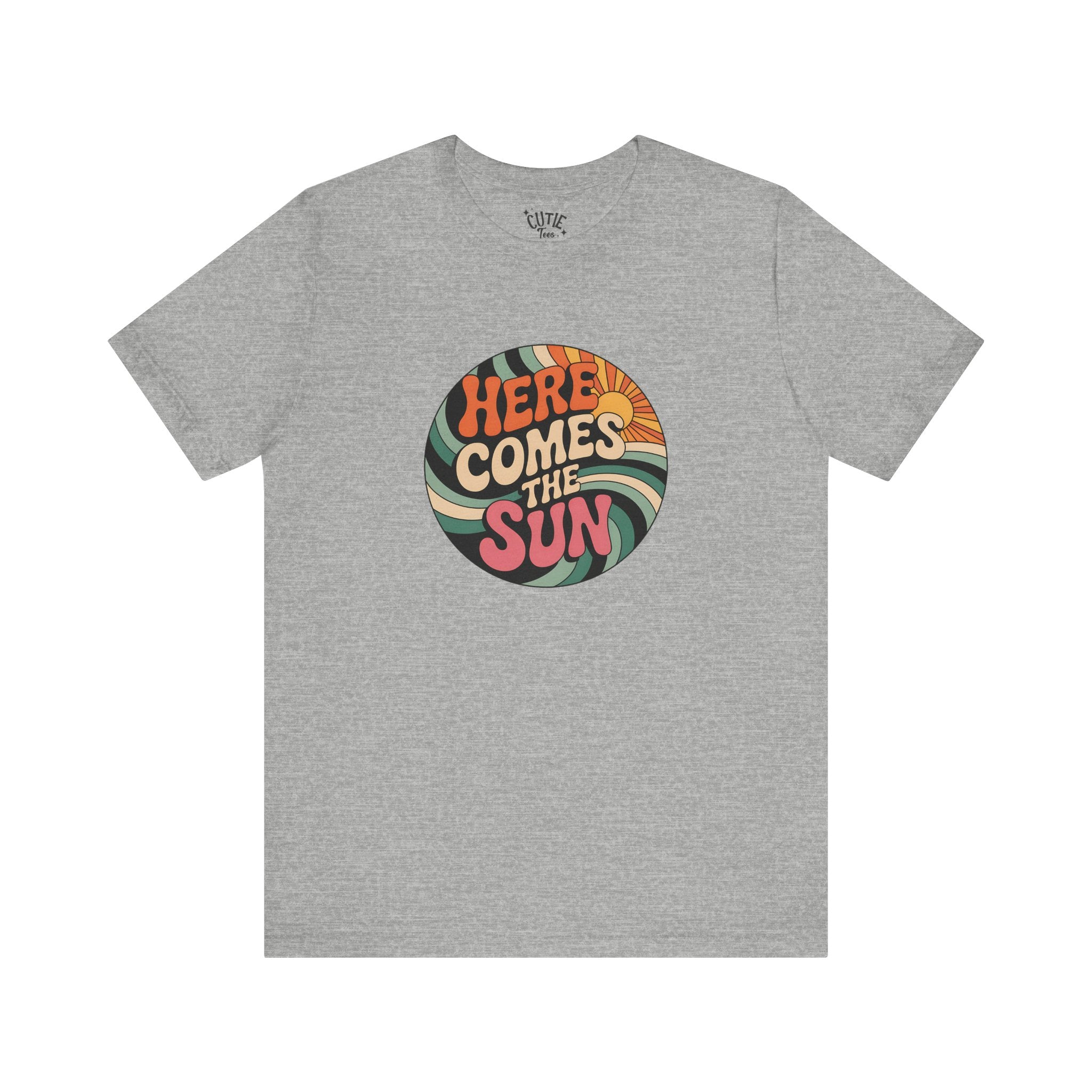 Sun Retro Graphic T-Shirt, Unisex Jersey Tee, Summer Vibes, Gift for Music Lovers, Here Comes the Sun Tee, Festival Wear, Casual Style