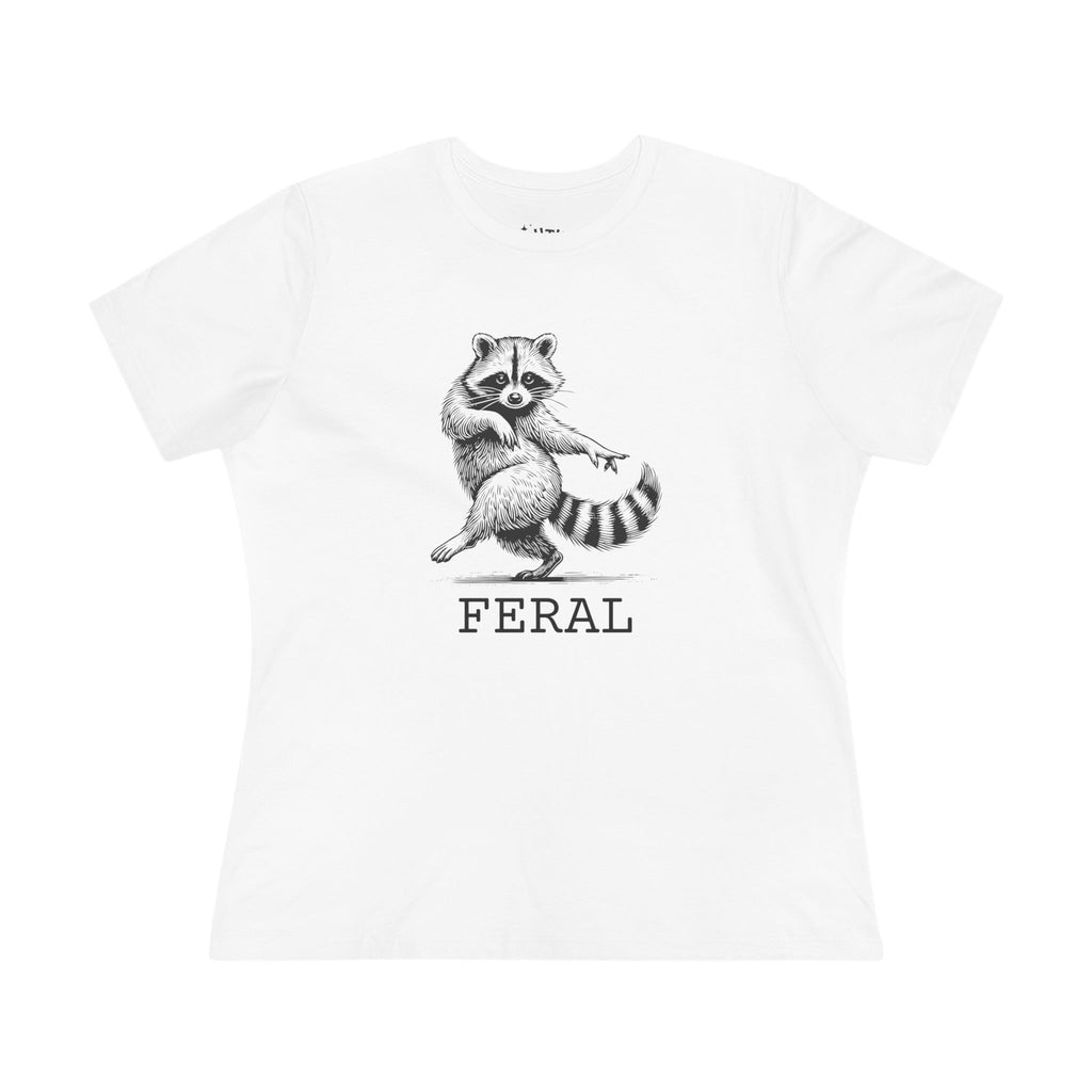 Feral Raccoon Women's Cotton Tee, Cute Animal T-Shirt, Wildlife Lover Gift, Funny Cotton Shirt, Casual Wear Top, Eco-Friendly Tee