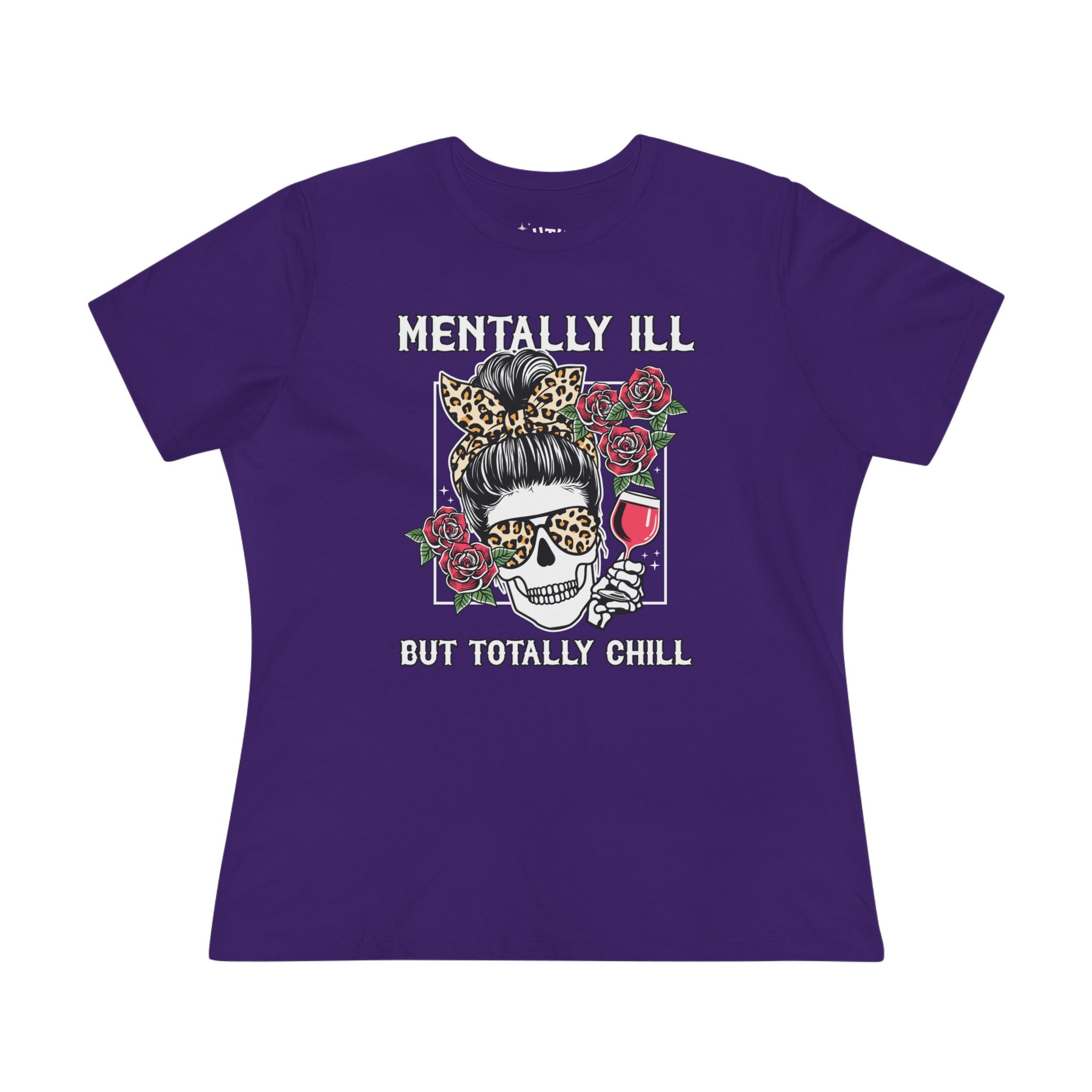 Mentally Ill but Totally Chill Skull Graphic Tee, Funny Mental Health Shirt, Gift for Her, Casual T-Shirt, Alternative Fashion, Relaxed Fit Top, Rockabilly