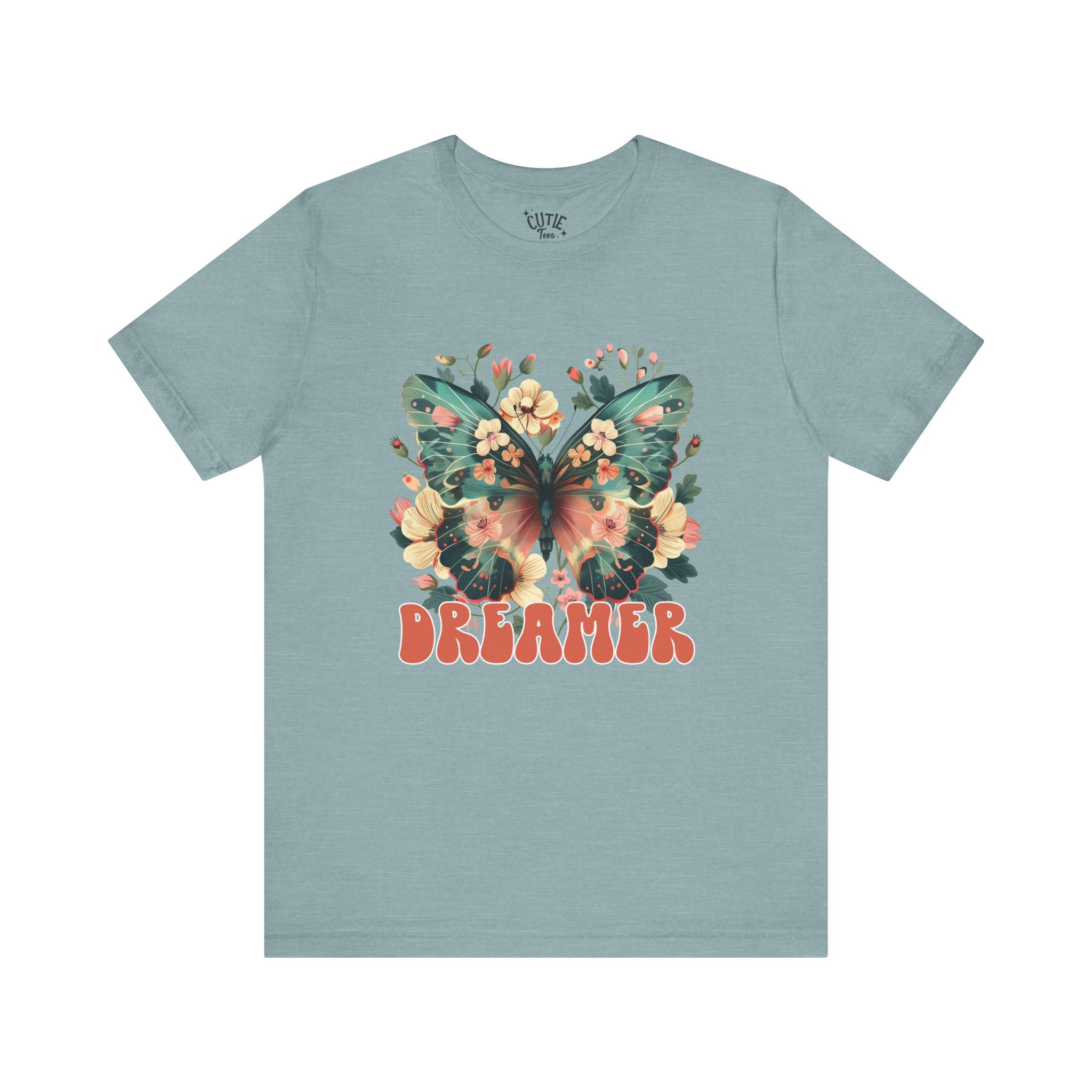 Dreamer Butterfly Unisex Tee, Bohemian Style Shirt, Floral Graphic T-Shirt, Gift for Nature Lovers, Spring Fashion Must-Have