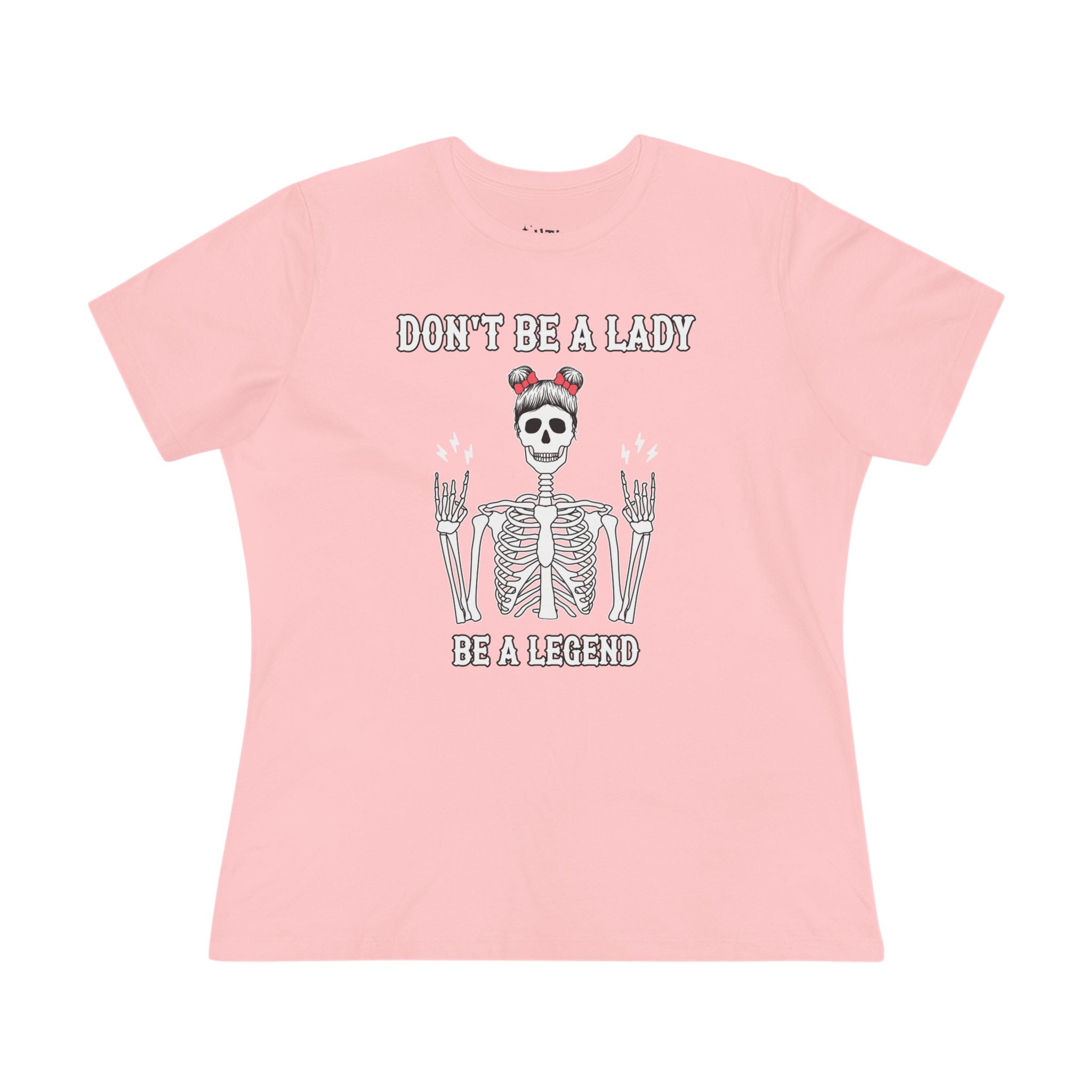 Don't Be a Lady Be a Legend Rock n Roll Women's Skeleton Graphic Tee - Rebel Style, Halloween T-Shirt, Unique Gift for Her, Vintage Inspired, Bold Fashion Statement