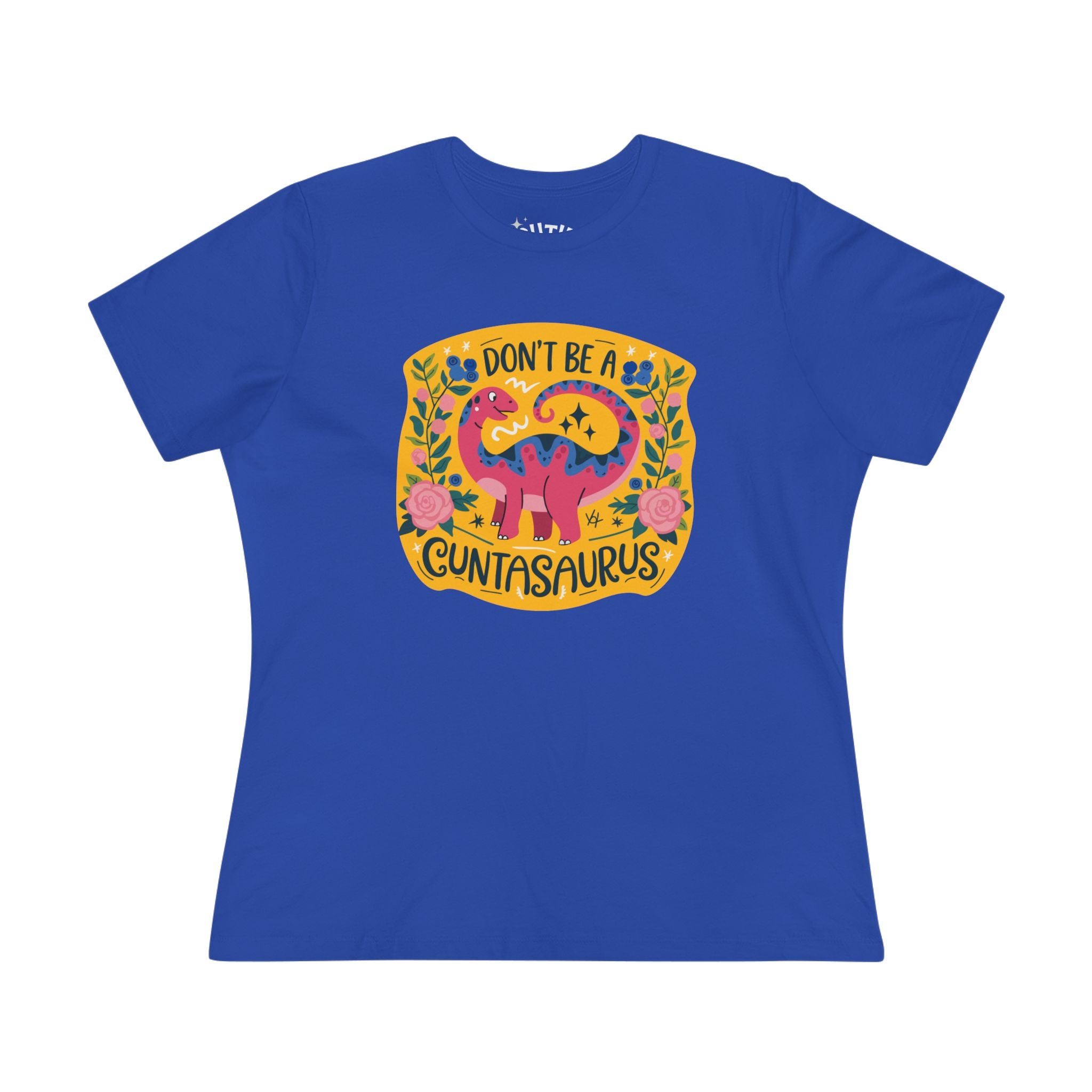 Dinosaur Dark Humor Women's Graphic Tee, Funny Cotton T-Shirt