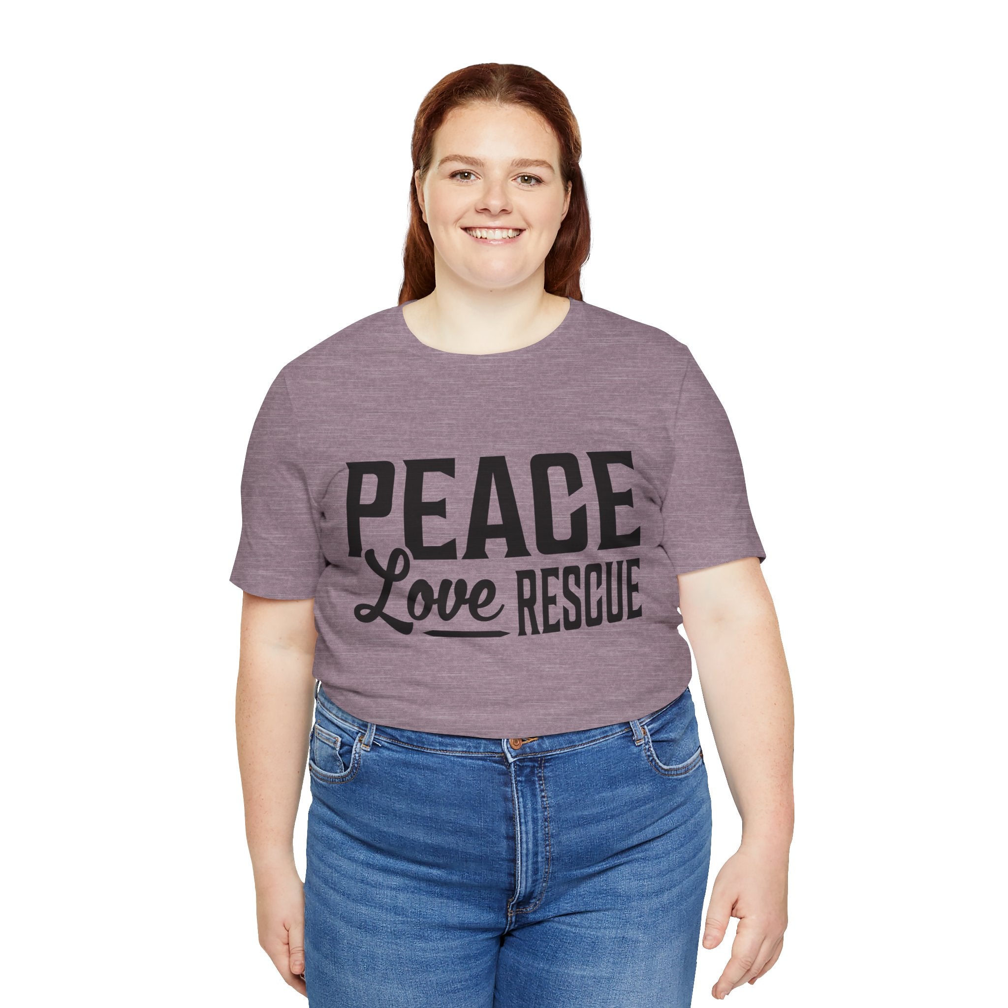 Peace Love Rescue Tee - Unisex Short Sleeve Shirt for Animal Lovers, Gifts for Volunteers, Casual Wear, Earth Day, Fundraisers
