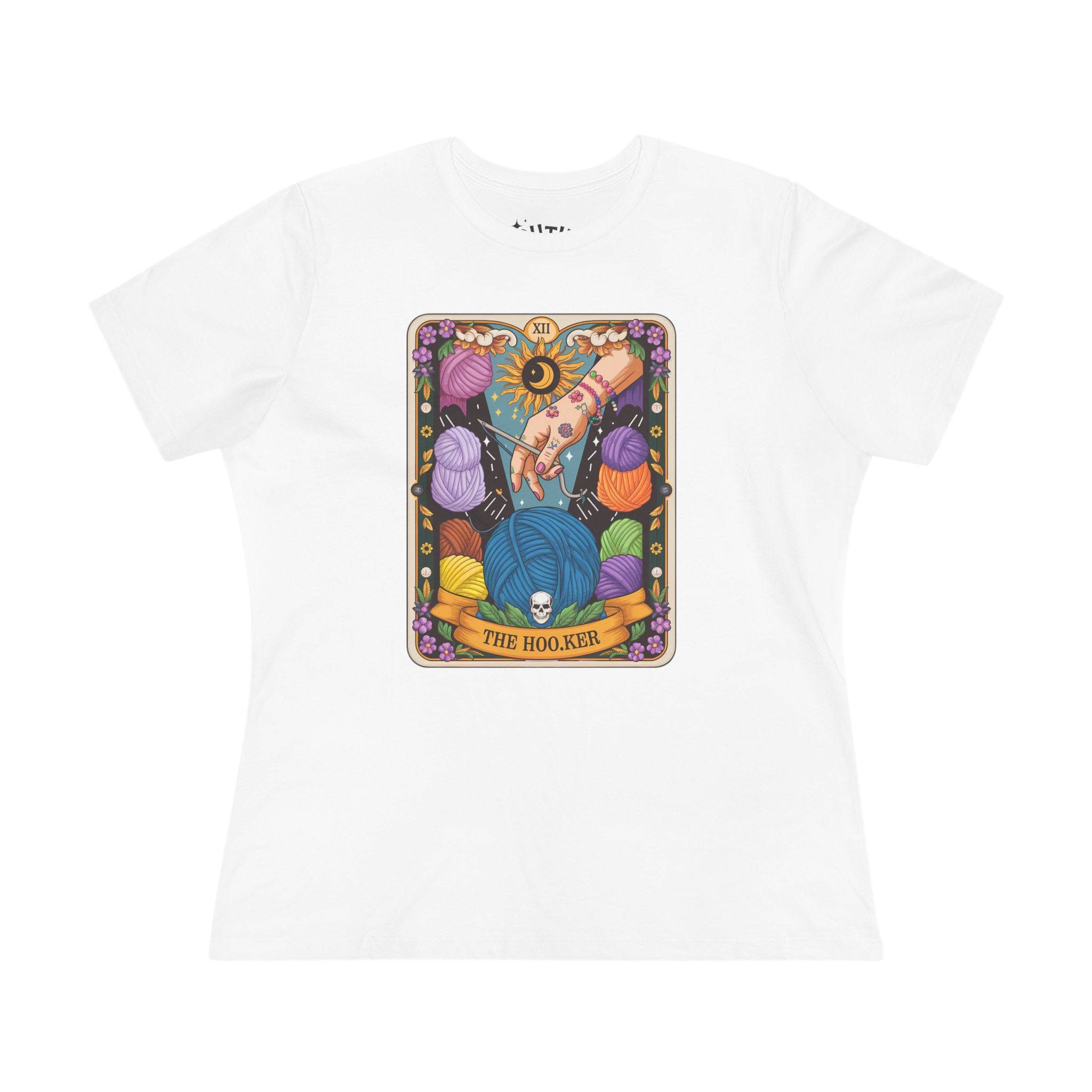 Crochet Hooker Women's Graphic Tee with Tarot Design - The Hooker, Perfect for Tarot Lovers, Spiritual Gifts, Birthday Apparel, Casual Wear, Witchy Style