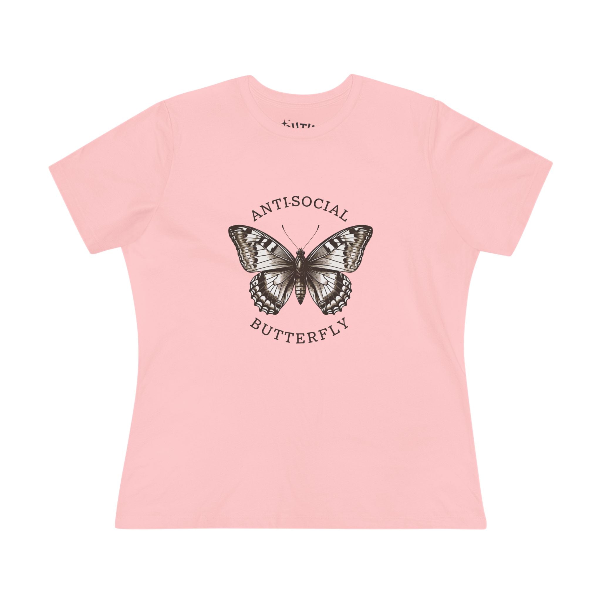 Antisocial Butterfly Women's Cotton Tee - Cute Graphic Tee for Nature Lovers, Thoughtful Gift for Introverts, Trendy Everyday Wear