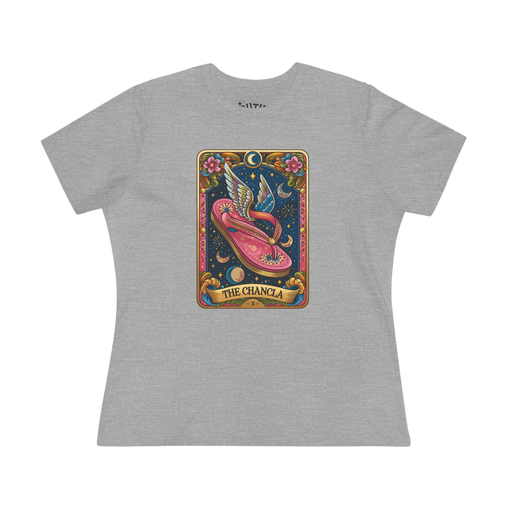 The Chancla Tarot Card Women's Cotton Tee - Boho Funny Winged Sandal Shirt