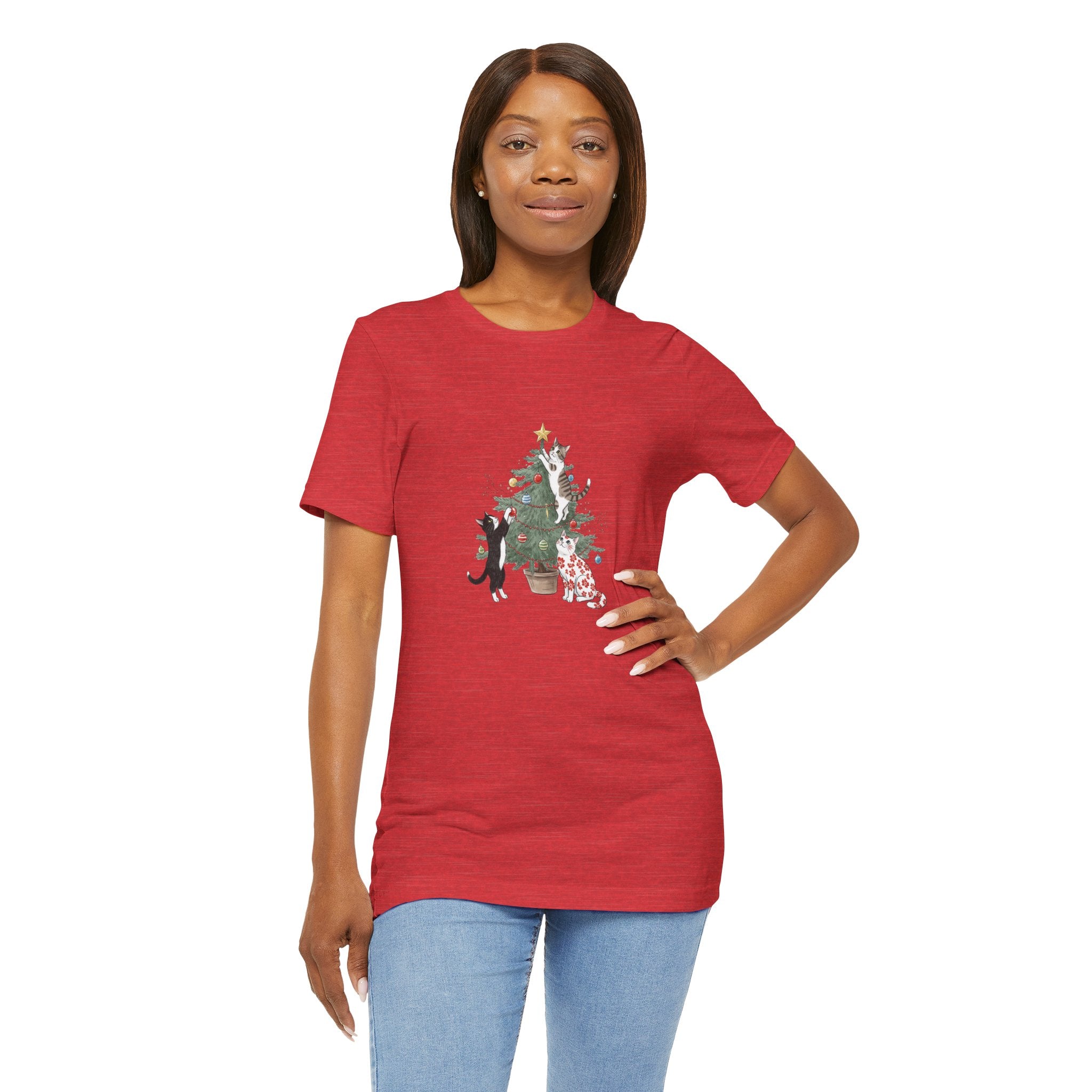 Cat Tee: Cute Cat Lovers Christmas T-Shirt, Holiday Apparel, Pet Lover Gift, Seasonal Outfit, Fun Christmas Decorations