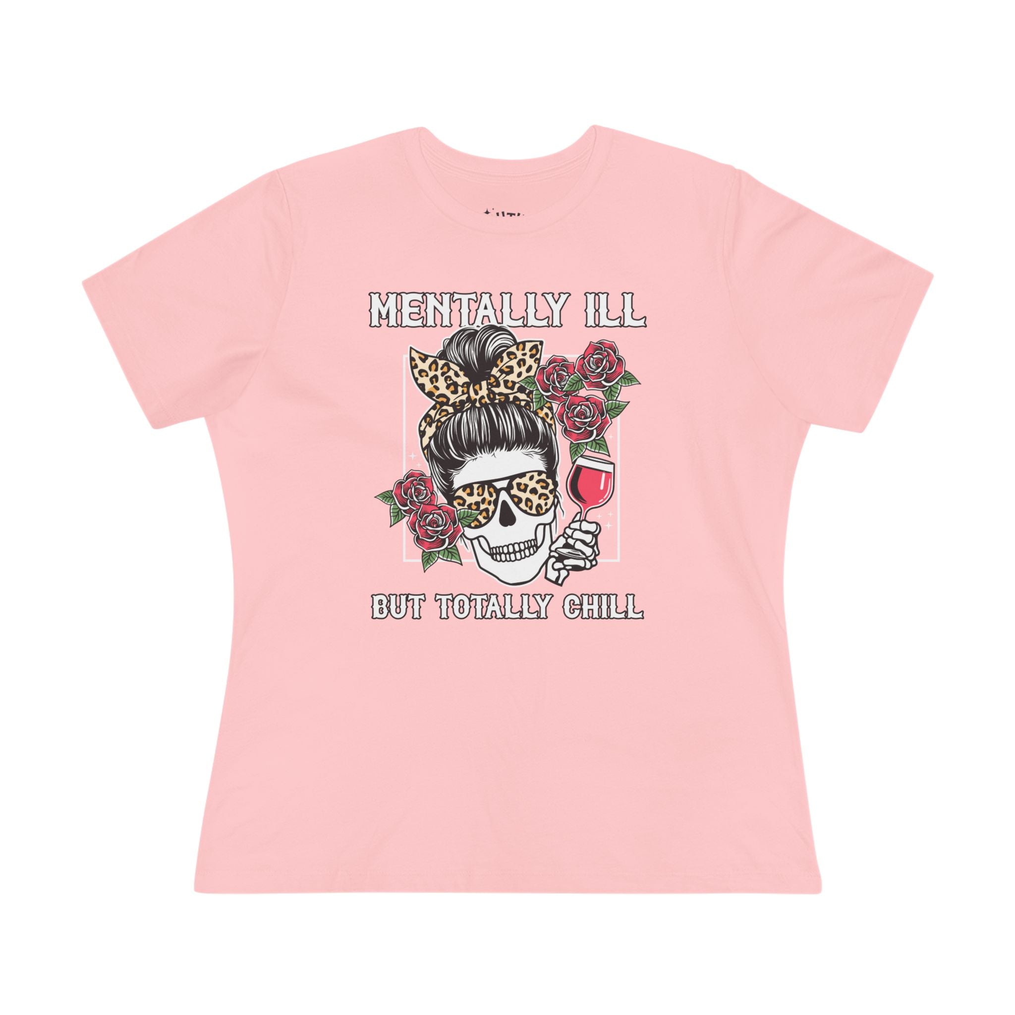 Mentally Ill but Totally Chill Skull Graphic Tee, Funny Mental Health Shirt, Gift for Her, Casual T-Shirt, Alternative Fashion, Relaxed Fit Top, Rockabilly