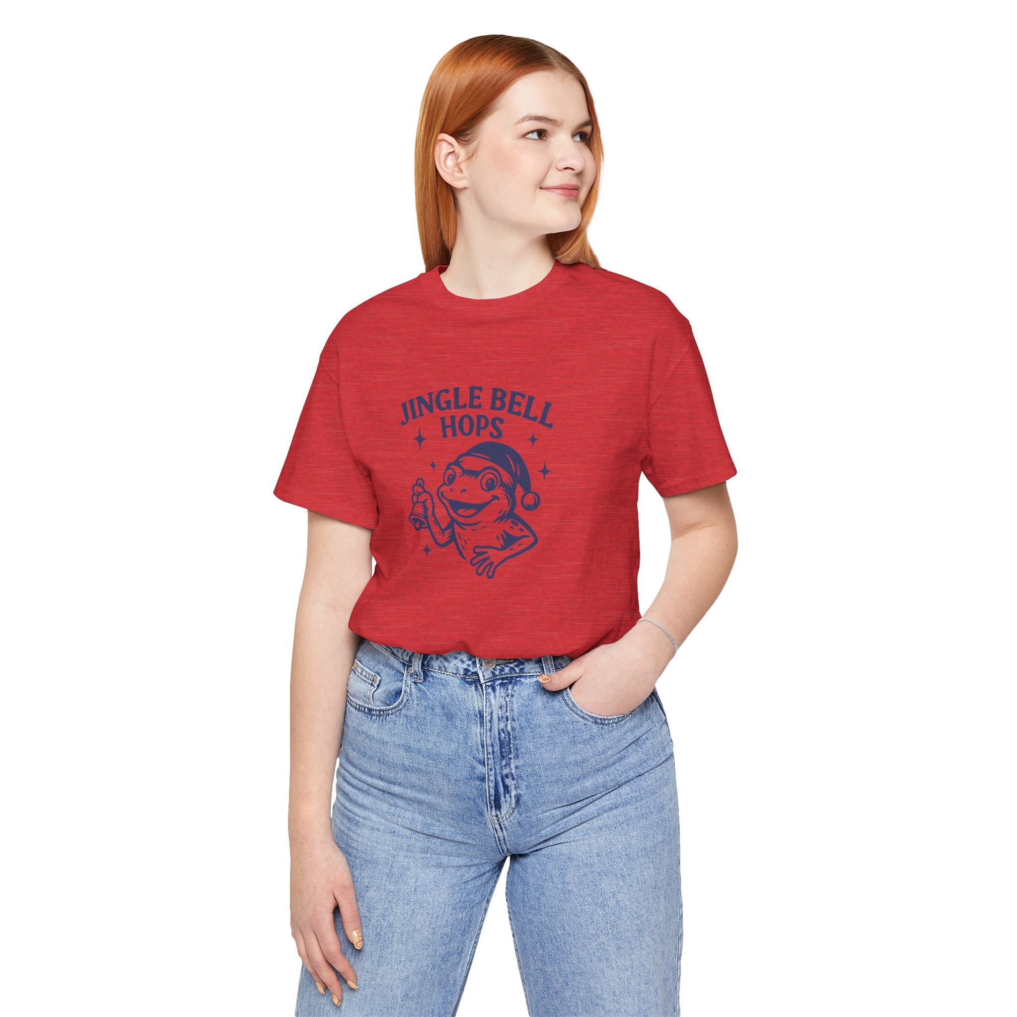Frog Christmas Jingle Bell Hops Tee, Fun Holiday T-Shirt, Unisex Christmas Apparel, Gift for Frog Lovers, Cute Festive Wear, Cheerful Seasonal Top
