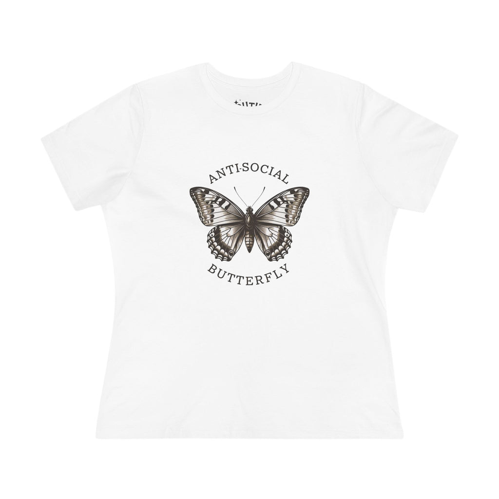 Antisocial Butterfly Women's Cotton Tee - Cute Graphic Tee for Nature Lovers, Thoughtful Gift for Introverts, Trendy Everyday Wear