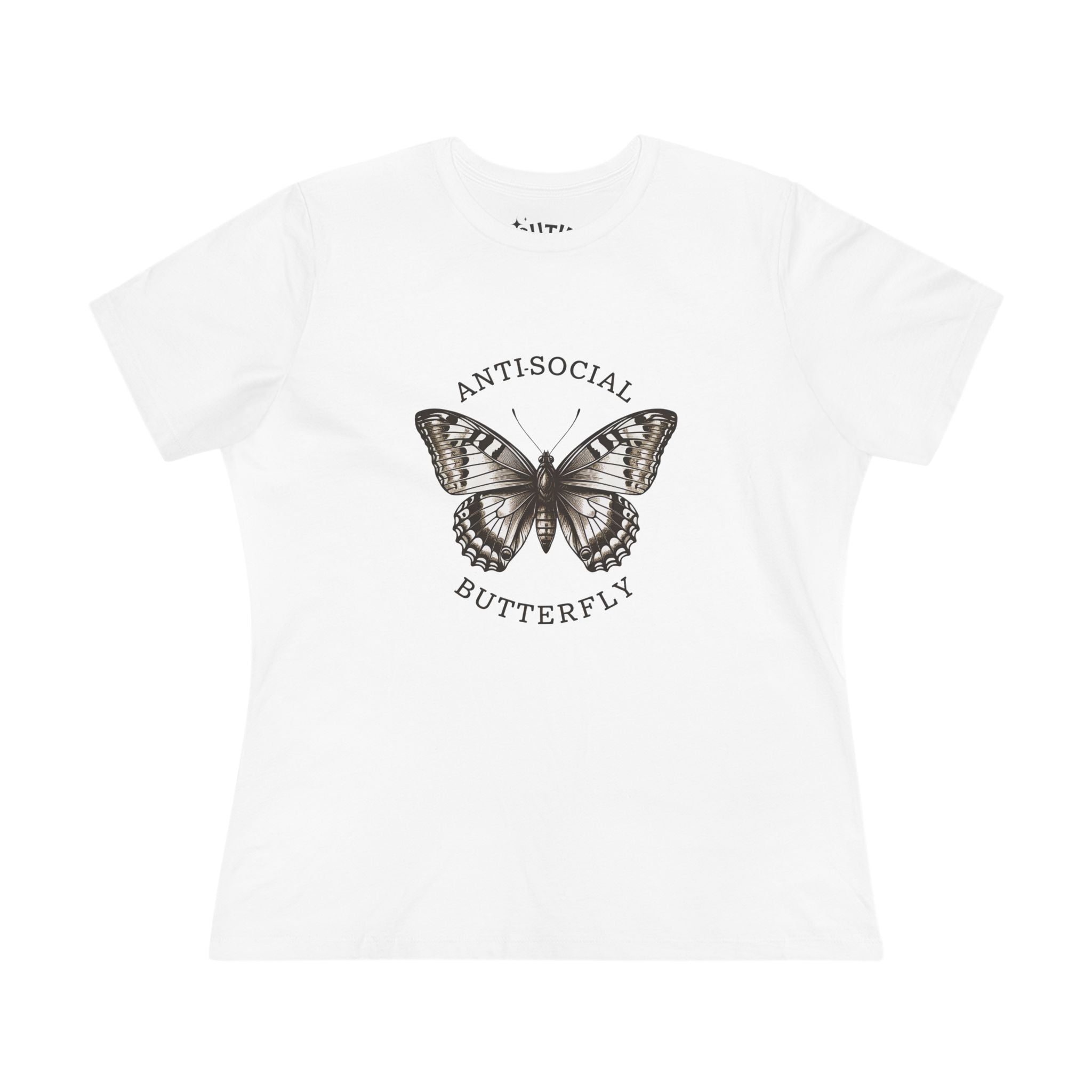 Antisocial Butterfly Women's Cotton Tee - Cute Graphic Tee for Nature Lovers, Thoughtful Gift for Introverts, Trendy Everyday Wear