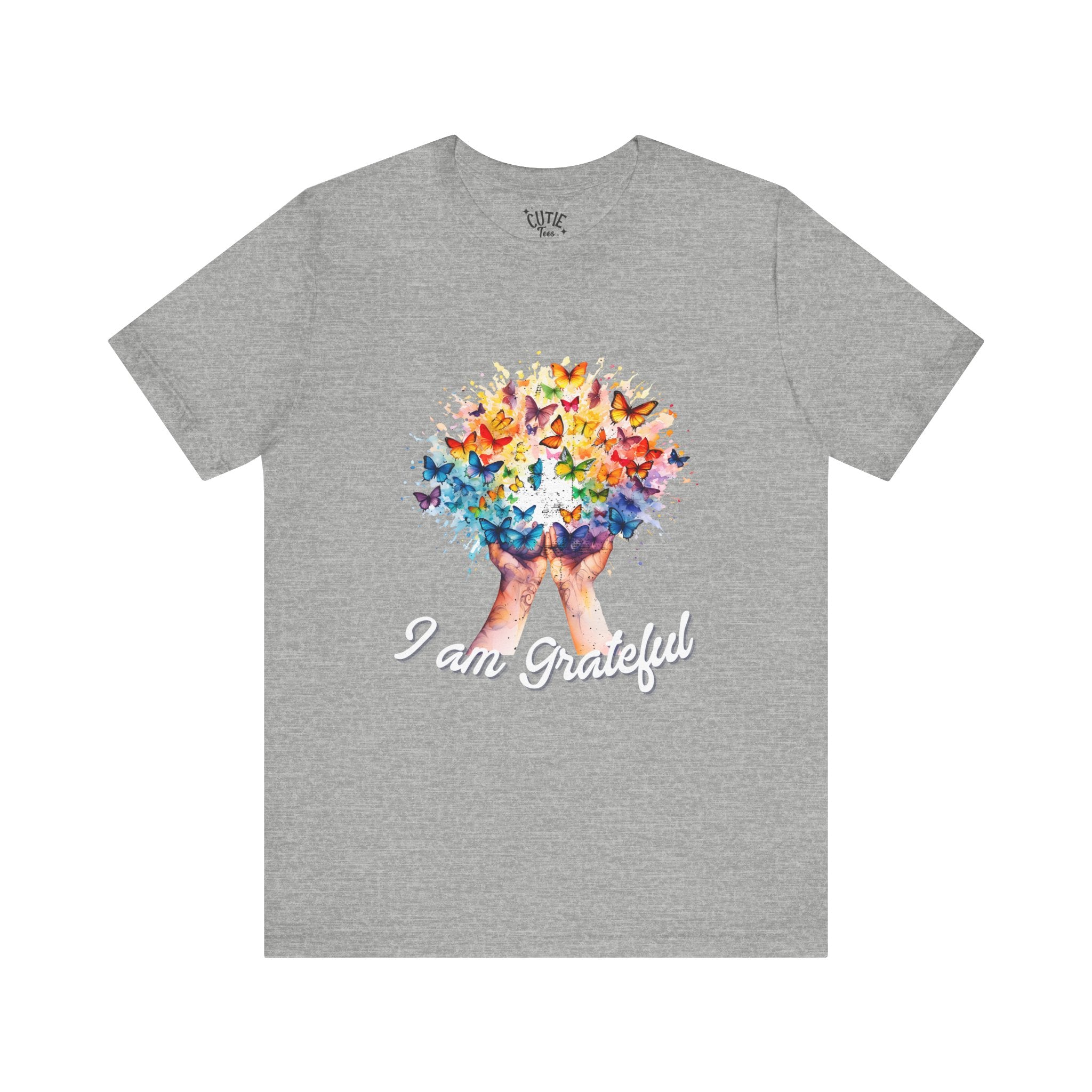 Grateful Butterfly Tee | Unisex Short Sleeve Shirt for Nature Lovers, Inspirational Gift, Comfortable Casual Wear, Eco-Friendly Fashion