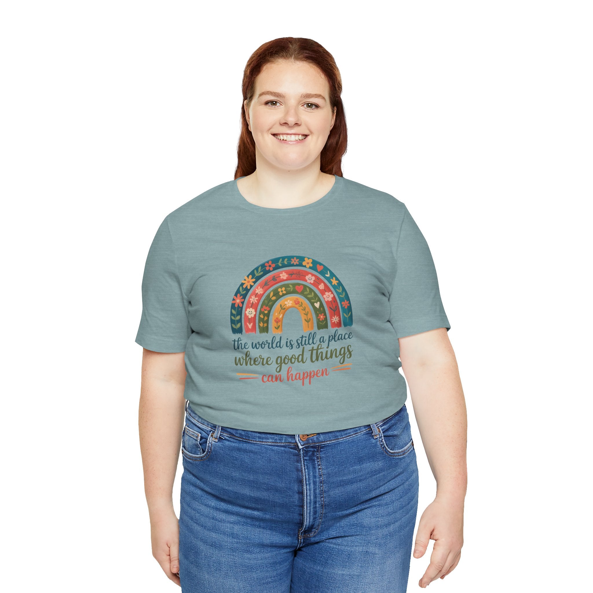 Optimistic Rainbow Tee | Inspirational Shirt for Positivity, Gift for Friends, Summer Casual Wear, Birthday Surprise, Everyday Motivation