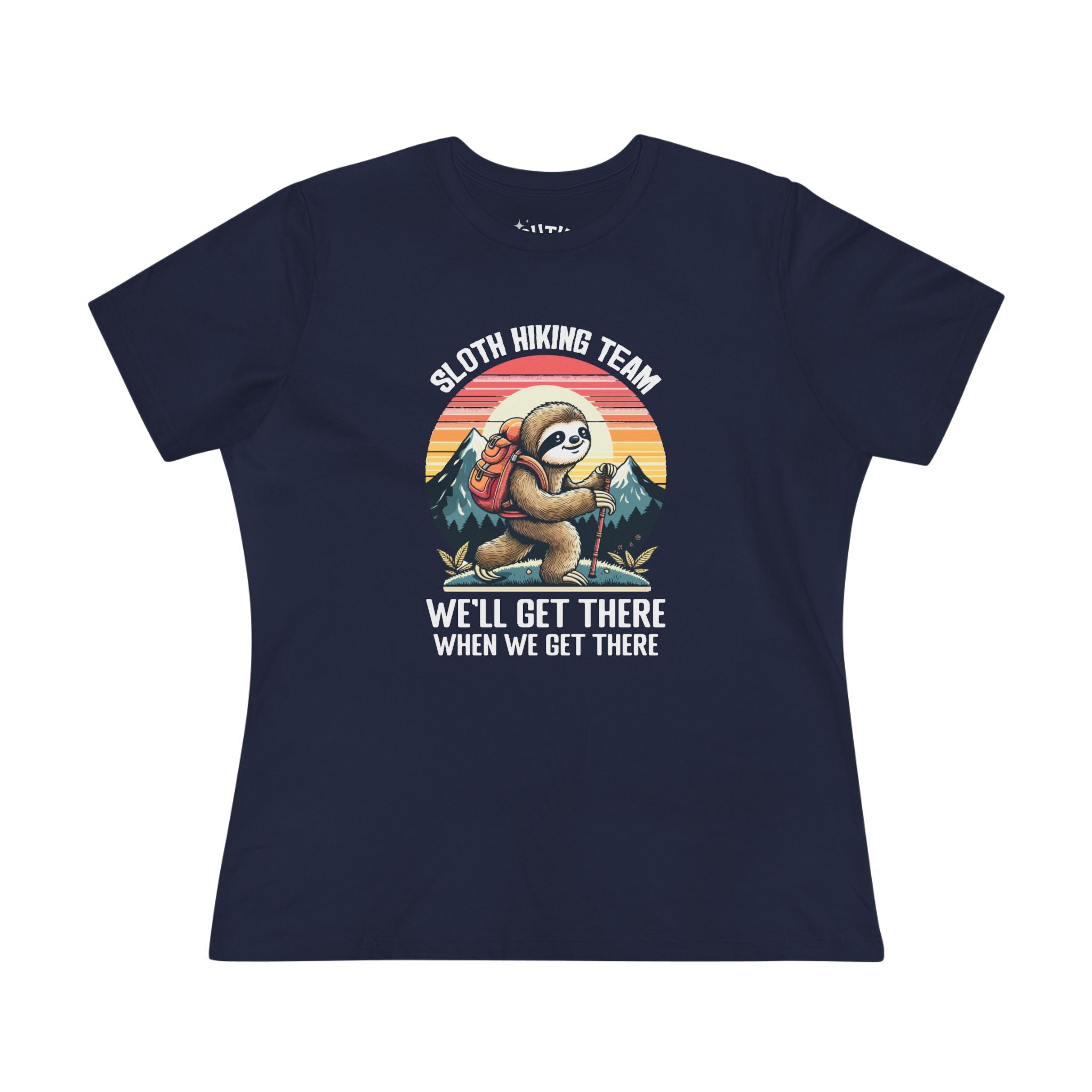 Sloth Hiking Team Women's Cotton Tee | Funny Sloth Shirt, Outdoor T-Shirt, Nature Lover Gift, Hiking Apparel, Gift for Adventurers