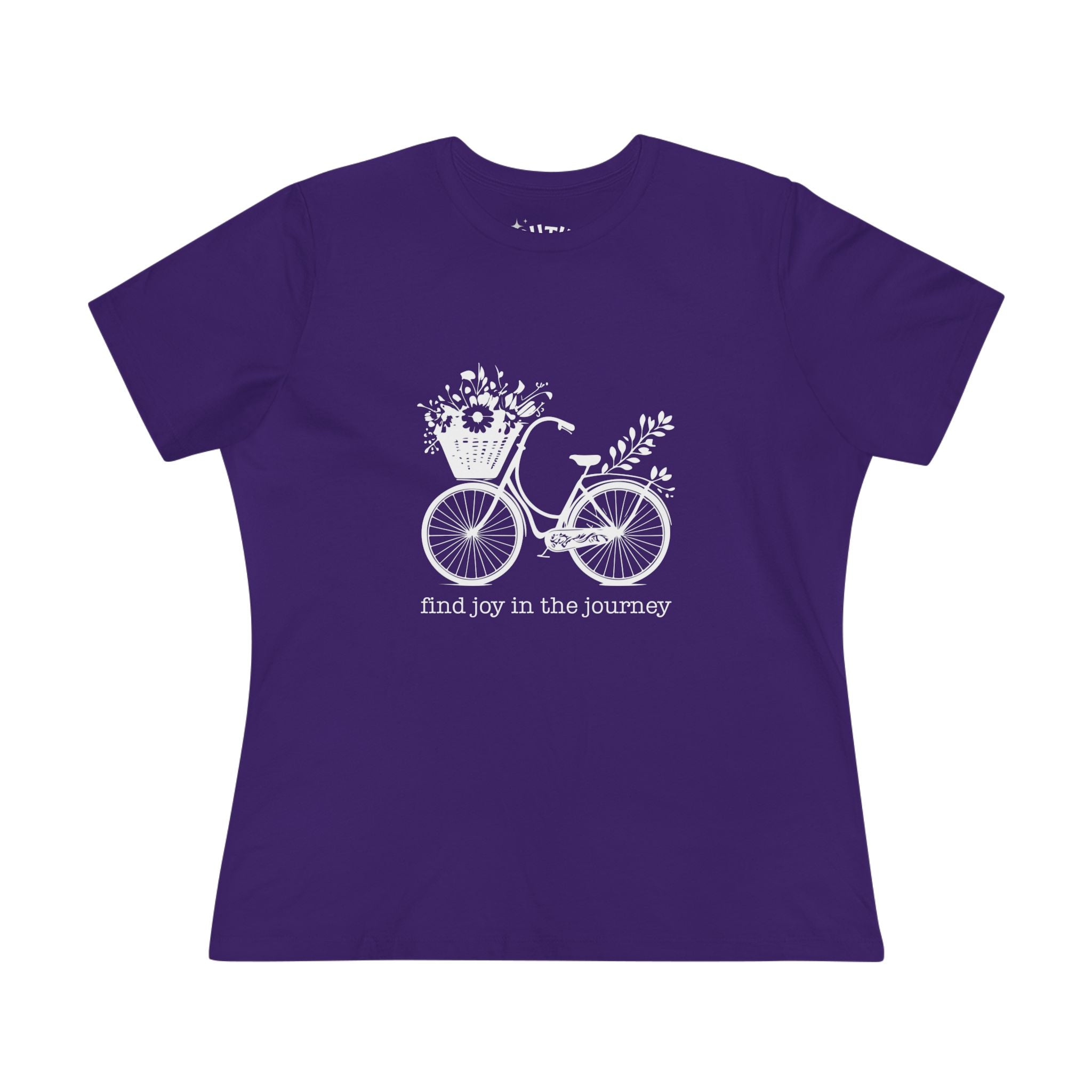 Bicycle and Flowers Joyful Journey Cotton Tee, "Find Joy in the Journey" Casual Tee, Graphic T-Shirt, Gift for Adventurers, Nature Lover Shirt, Inspirational Apparel