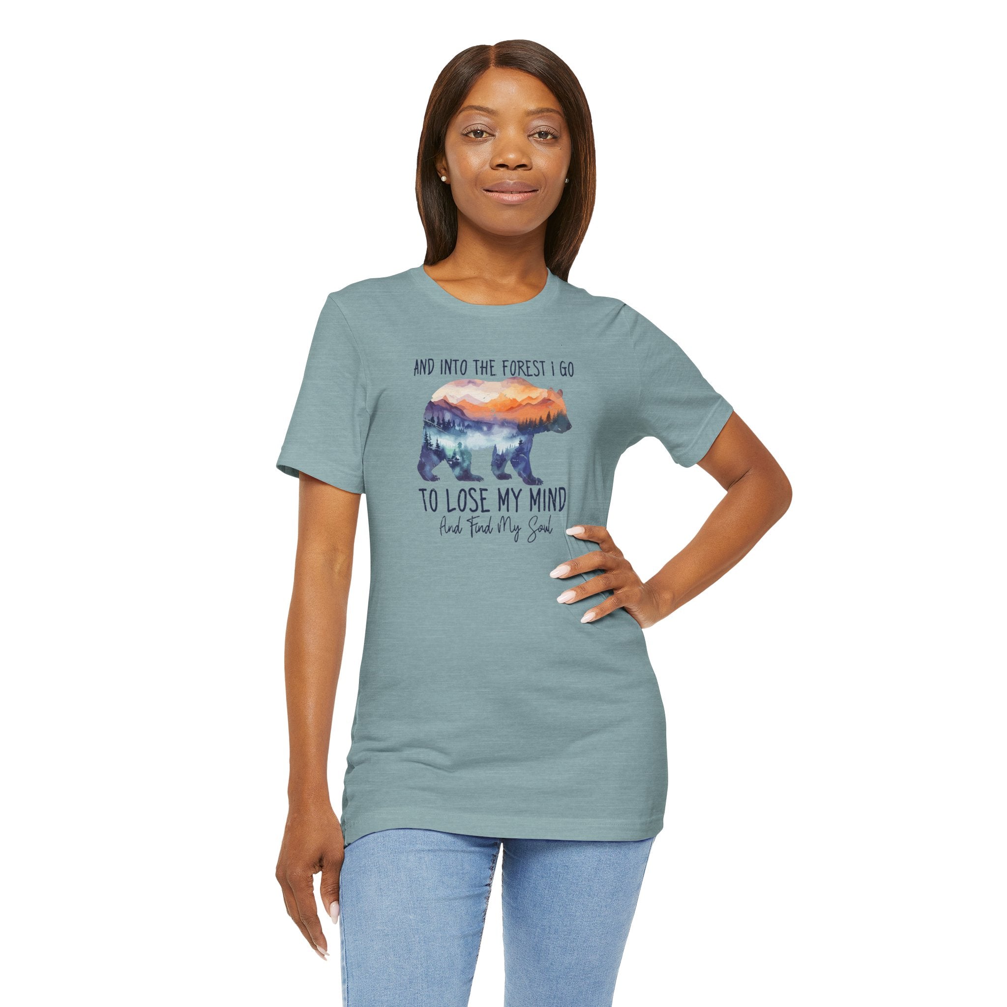 Soul Bear Graphic Tee, Casual T-Shirt, Forest Lover's Tee, Gift for Outdoorsy Friends, Relaxed Vibe Wear, Mindfulness Apparel