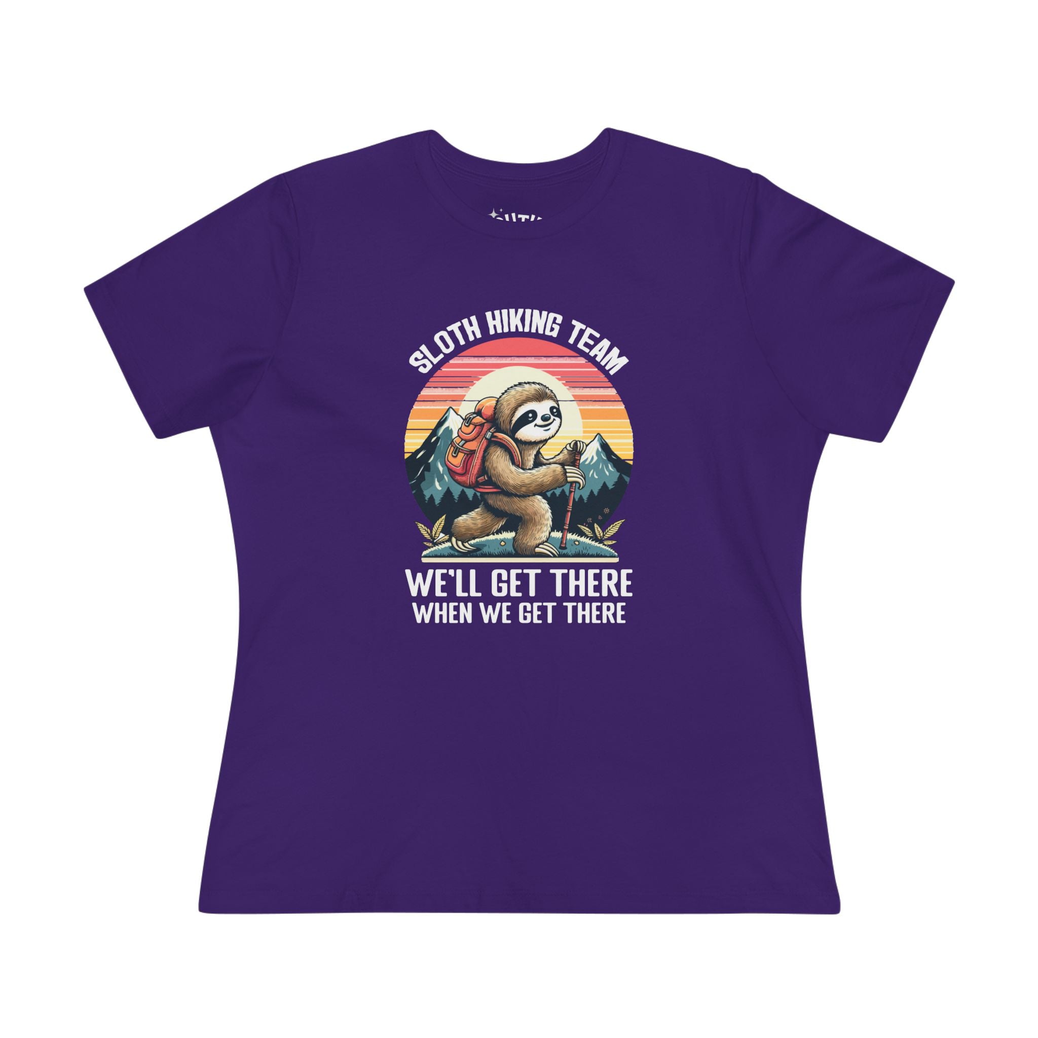 Sloth Hiking Team Women's Cotton Tee | Funny Sloth Shirt, Outdoor T-Shirt, Nature Lover Gift, Hiking Apparel, Gift for Adventurers