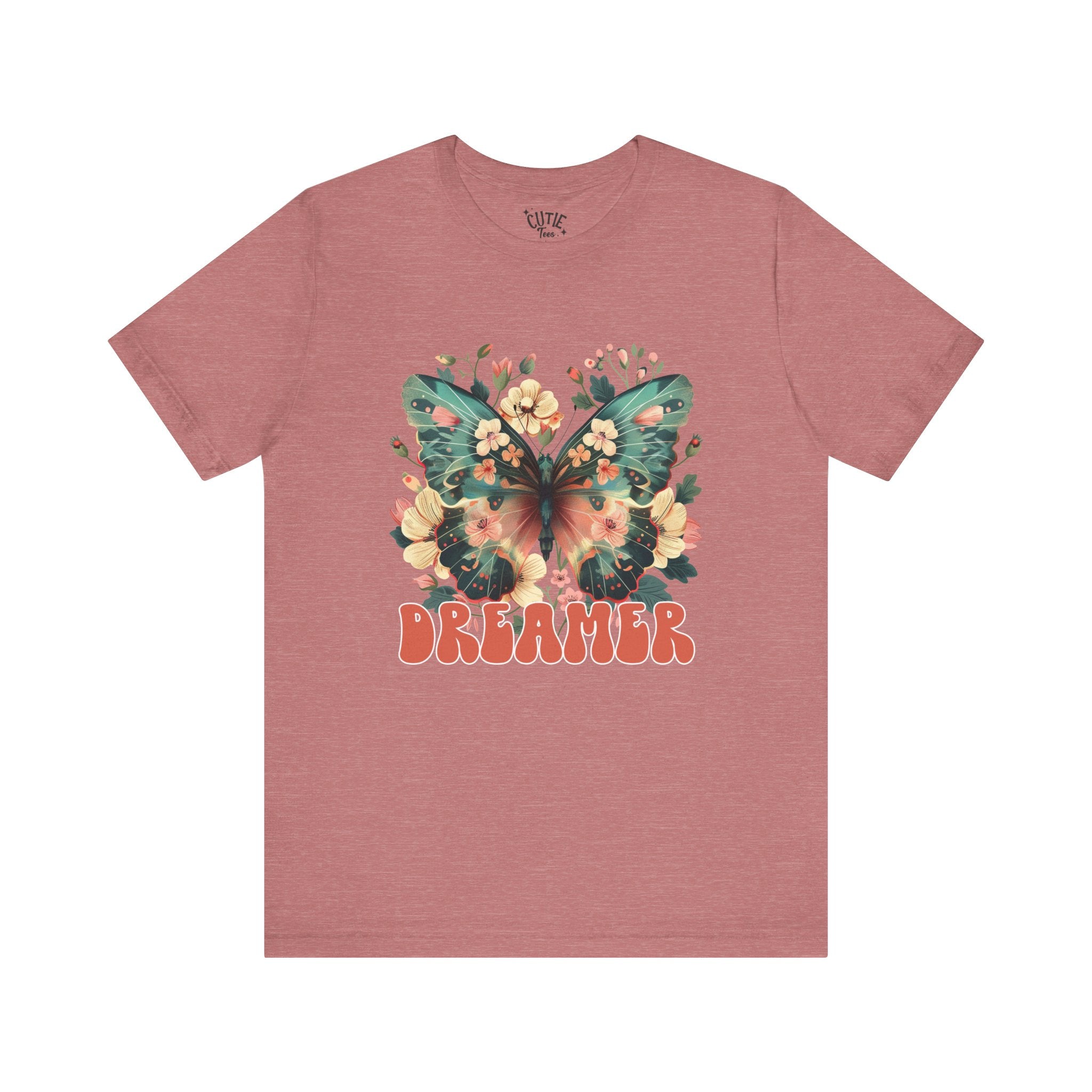 Dreamer Butterfly Unisex Tee, Bohemian Style Shirt, Floral Graphic T-Shirt, Gift for Nature Lovers, Spring Fashion Must-Have