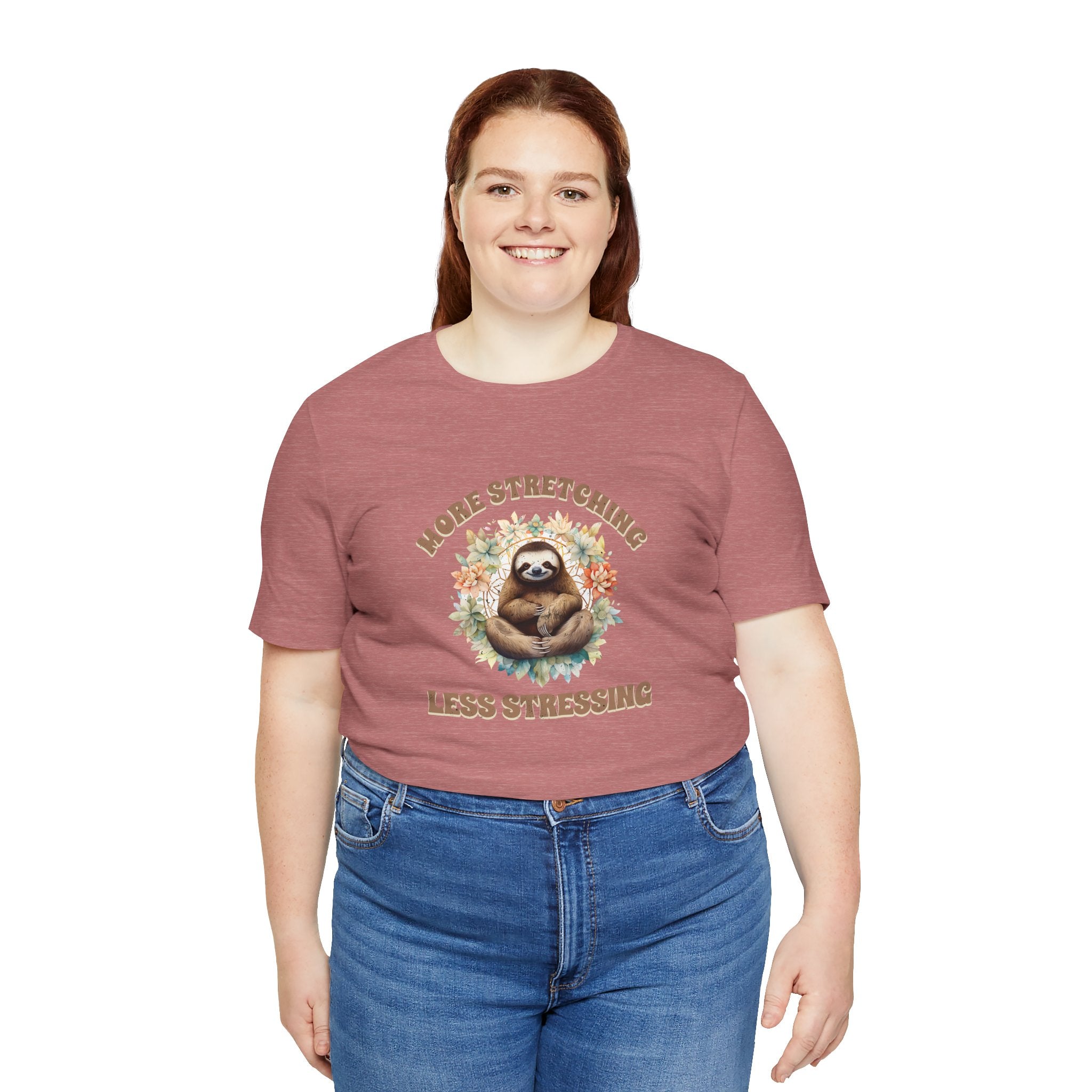 Relaxing Sloth Tee | More Stretching Less Stressing | Casual Wear, Funny Gift, Nature Lover, Yoga Shirt, Unisex Apparel