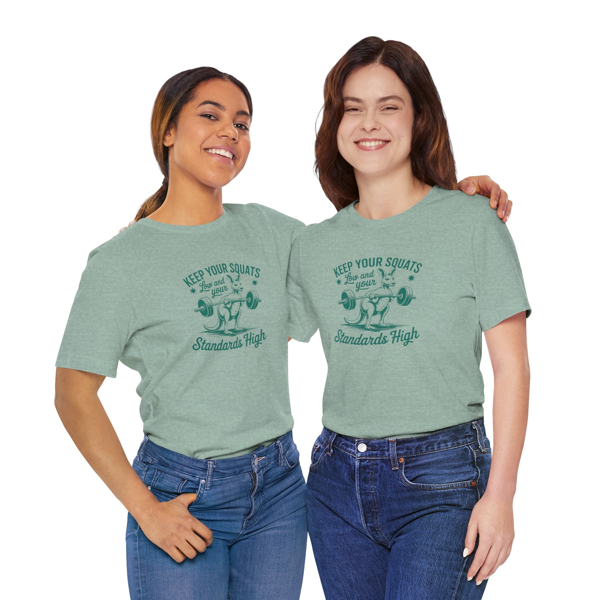 Fitness Tee Kangaroo: Keep Your Squats Low & Standards High, Workout Shirt, Gym Tee, Fitness Gift, Motivational Apparel, Activewear