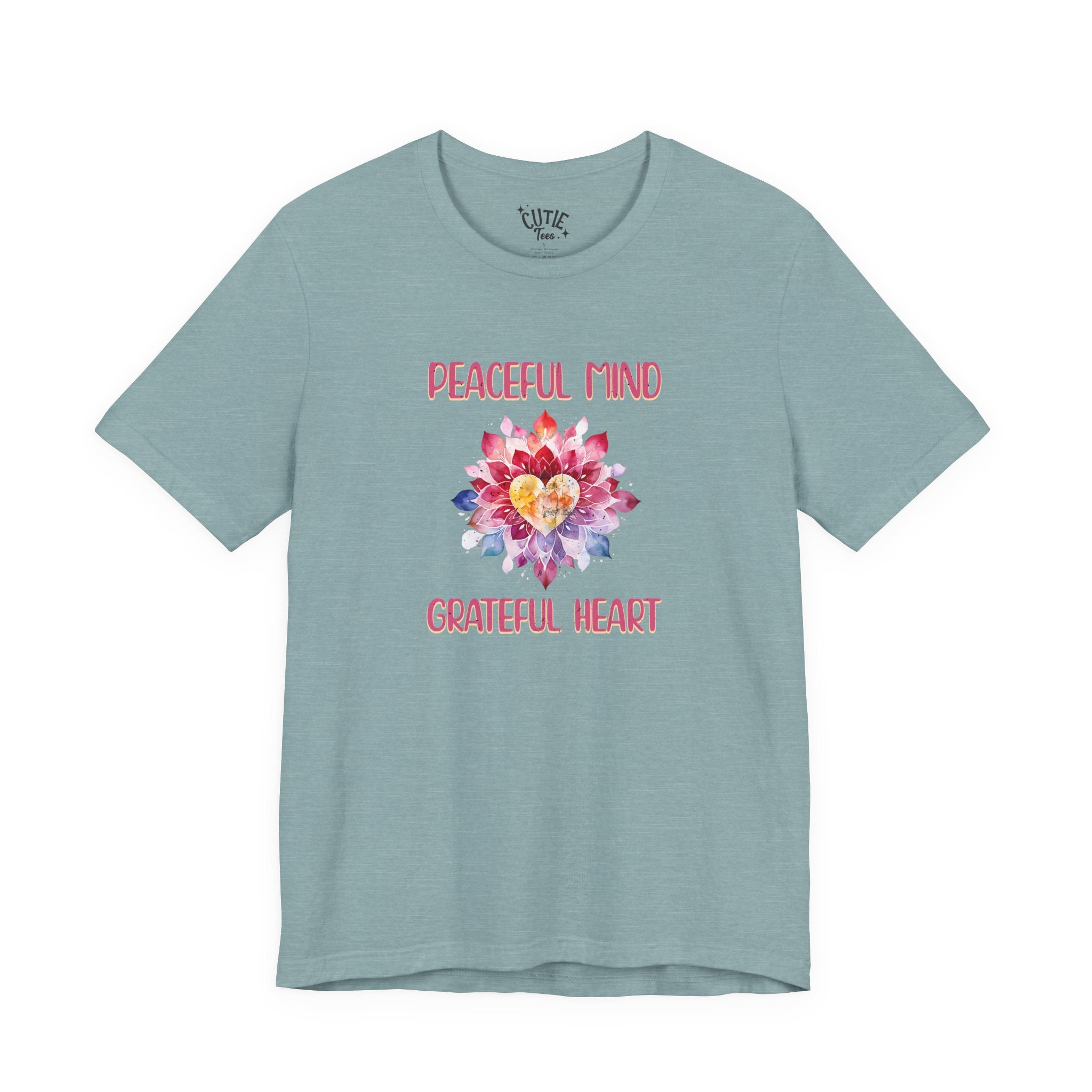 Peaceful Mind Grateful Heart Tee, Inspirational T-Shirt, Relaxed Fit Top, Gift for Mindfulness Lovers, Positive Vibes Shirt
