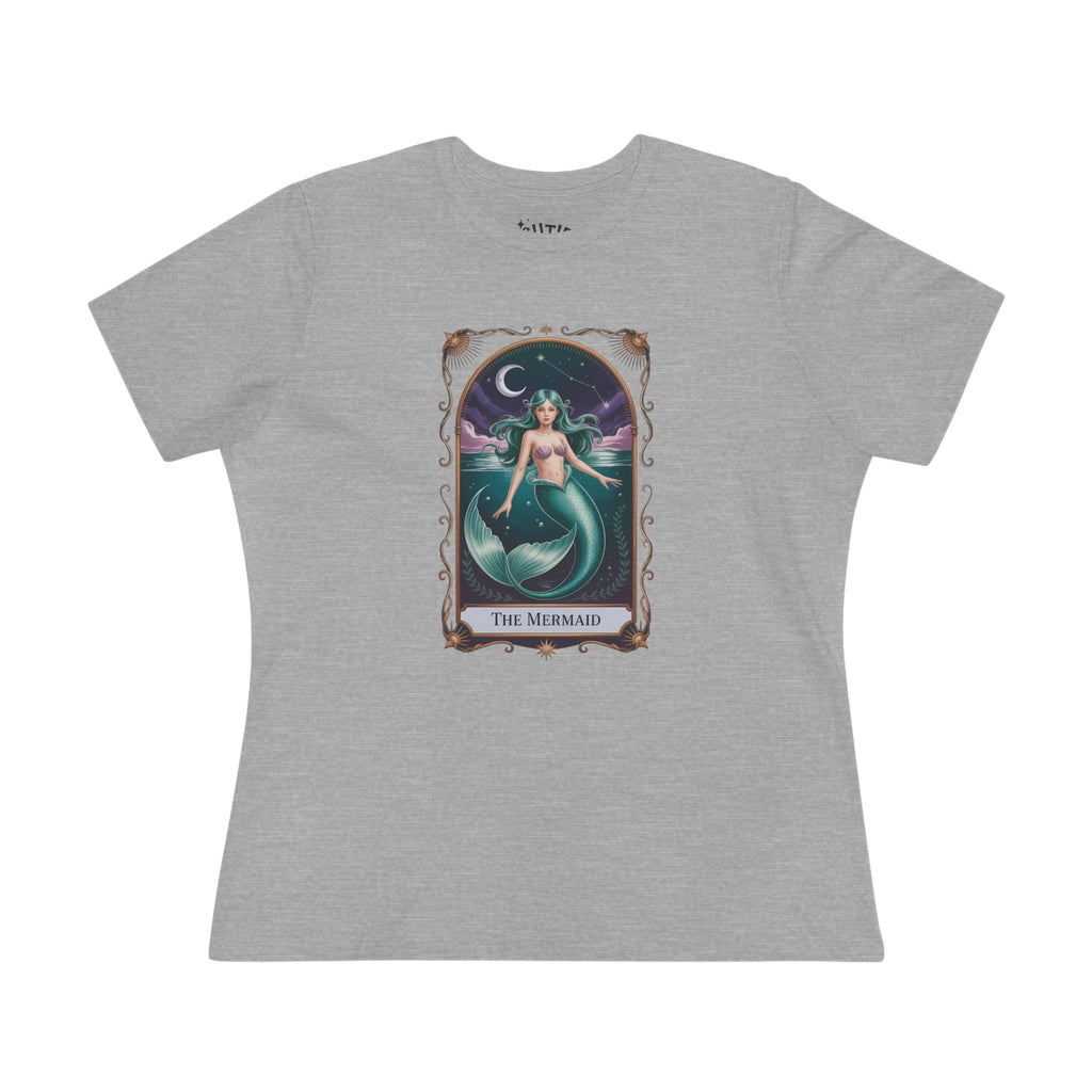 Mermaid Tarot Card Graphic Tee for Women | Cute Summer Top, Beach Wear, Gift for Mermaid Lovers, Casual Style, Fun and Playful