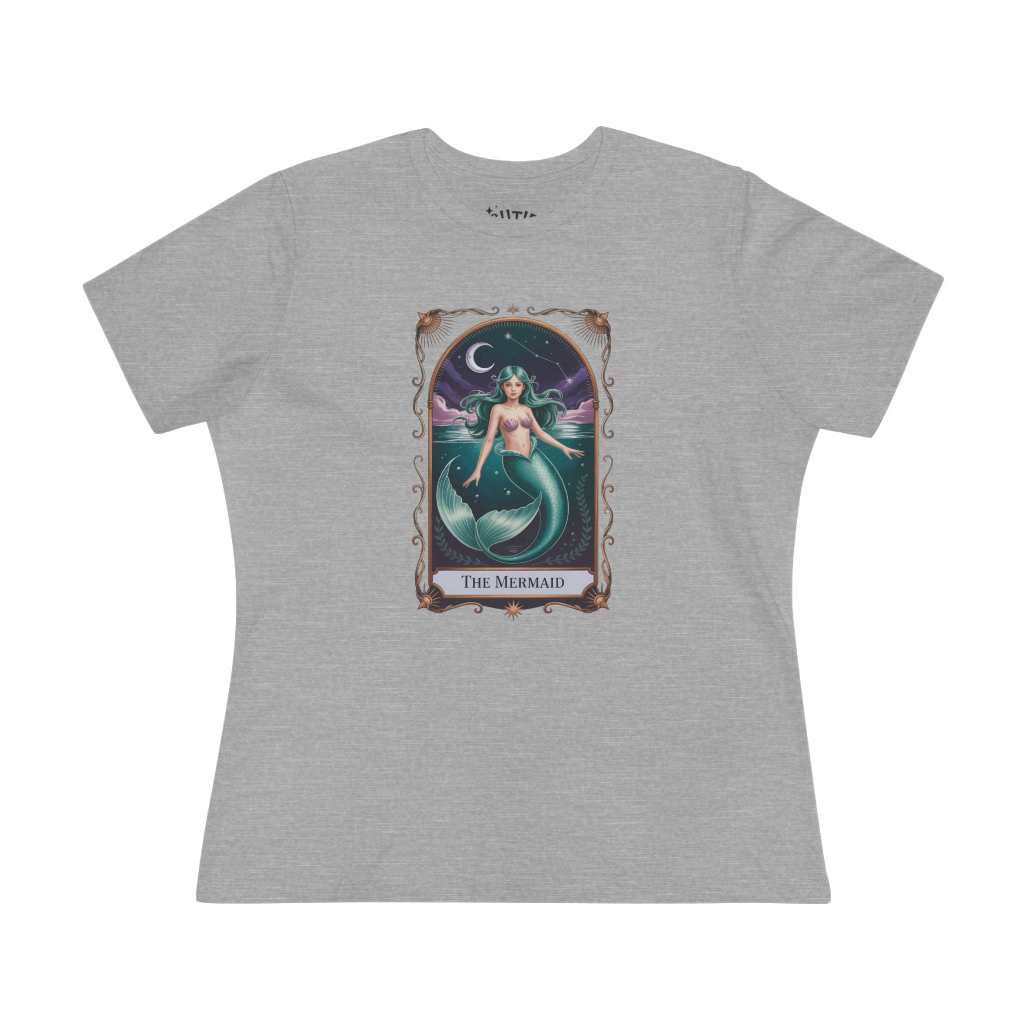Mermaid Tarot Card Graphic Tee for Women | Cute Summer Top, Beach Wear, Gift for Mermaid Lovers, Casual Style, Fun and Playful