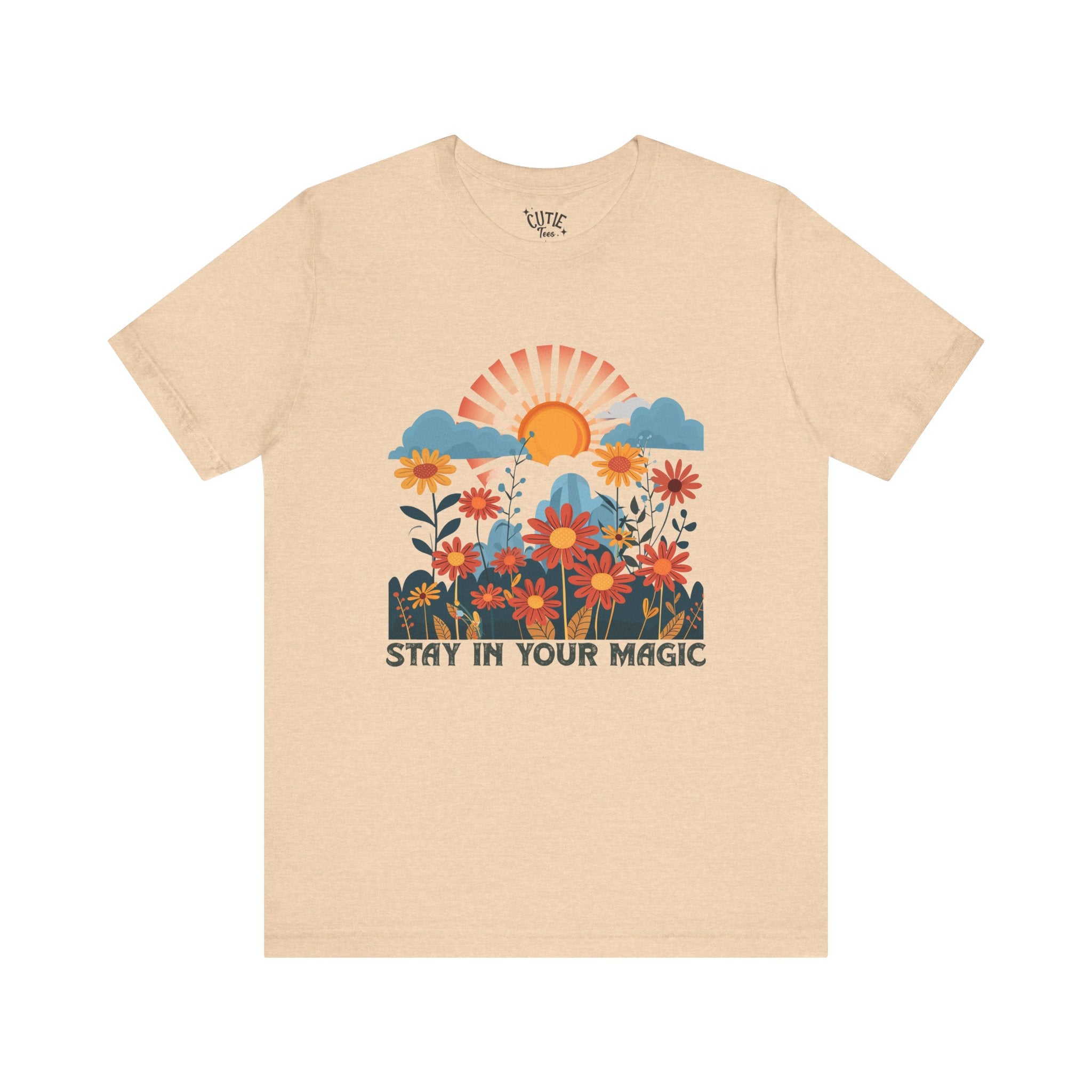 Stay in Your Magic Boho Floral Cotton Tee, Women’s Inspirational Tee, Boho Vibe T-Shirt, Gift for Nature Lovers