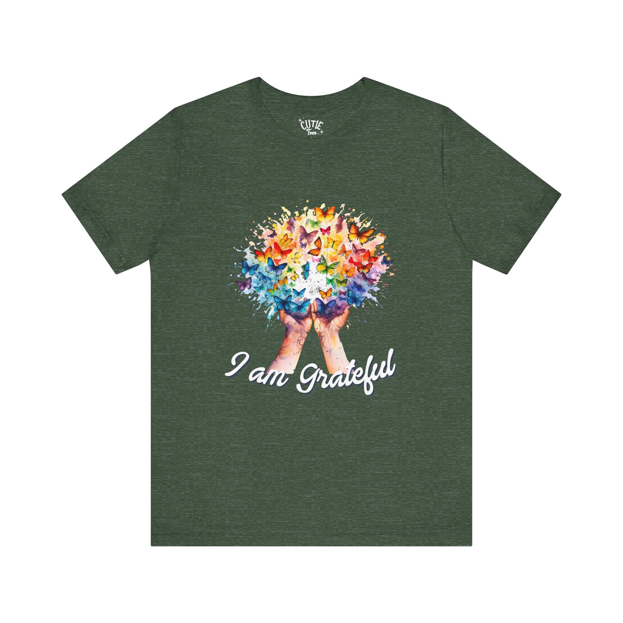 Grateful Butterfly Tee | Unisex Short Sleeve Shirt for Nature Lovers, Inspirational Gift, Comfortable Casual Wear, Eco-Friendly Fashion