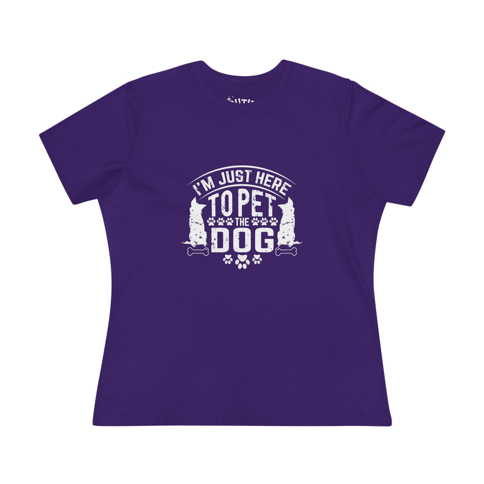 Dog Lover Women's Cotton Tee, I'm Just Here to Pet the Dog - Funny Pet Enthusiast Gift, Cute Dog Mom Shirt, Casual Dog Lover Apparel, Gift for Dog Owners, Animal Lover Tee