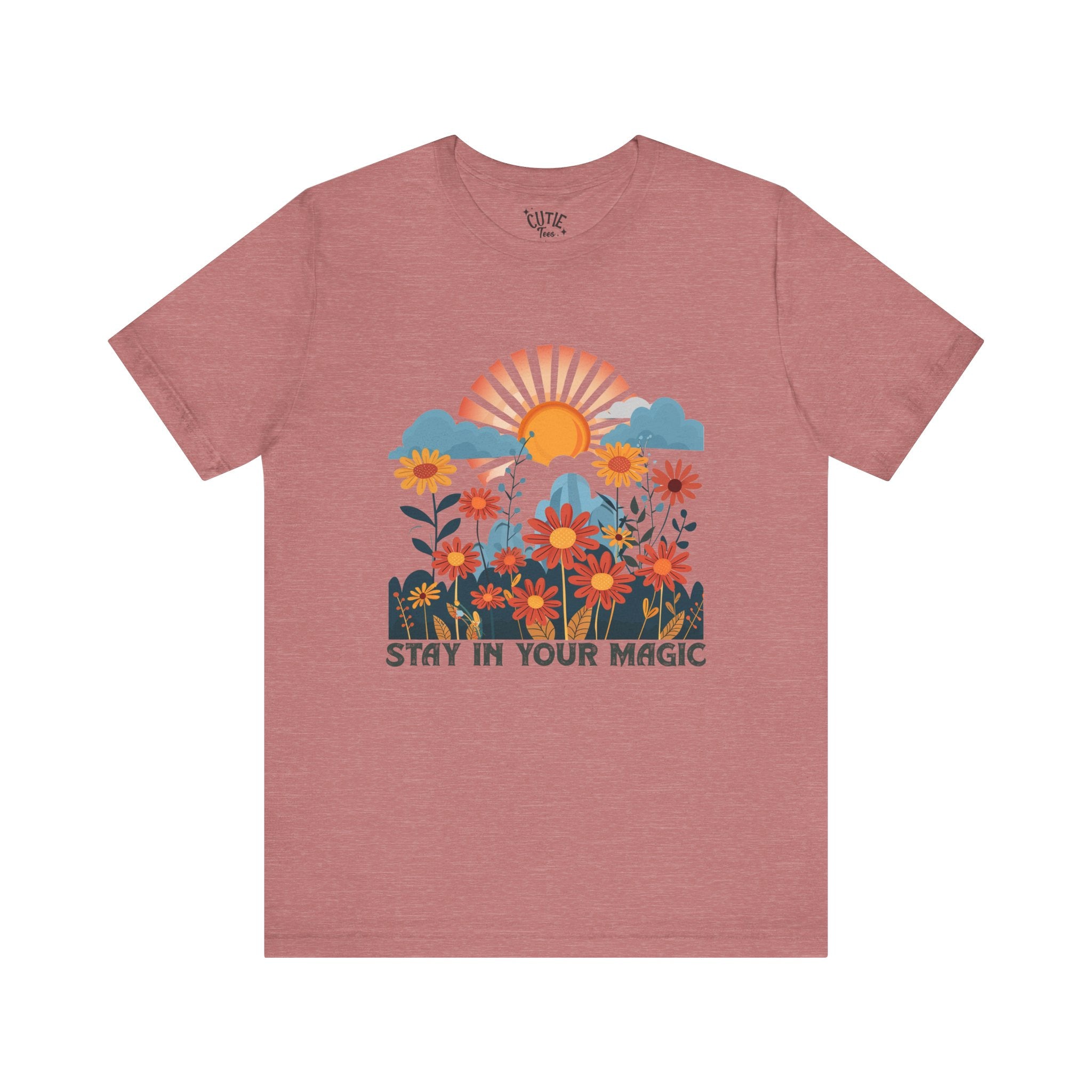 Stay in Your Magic Boho Floral Cotton Tee, Women’s Inspirational Tee, Boho Vibe T-Shirt, Gift for Nature Lovers