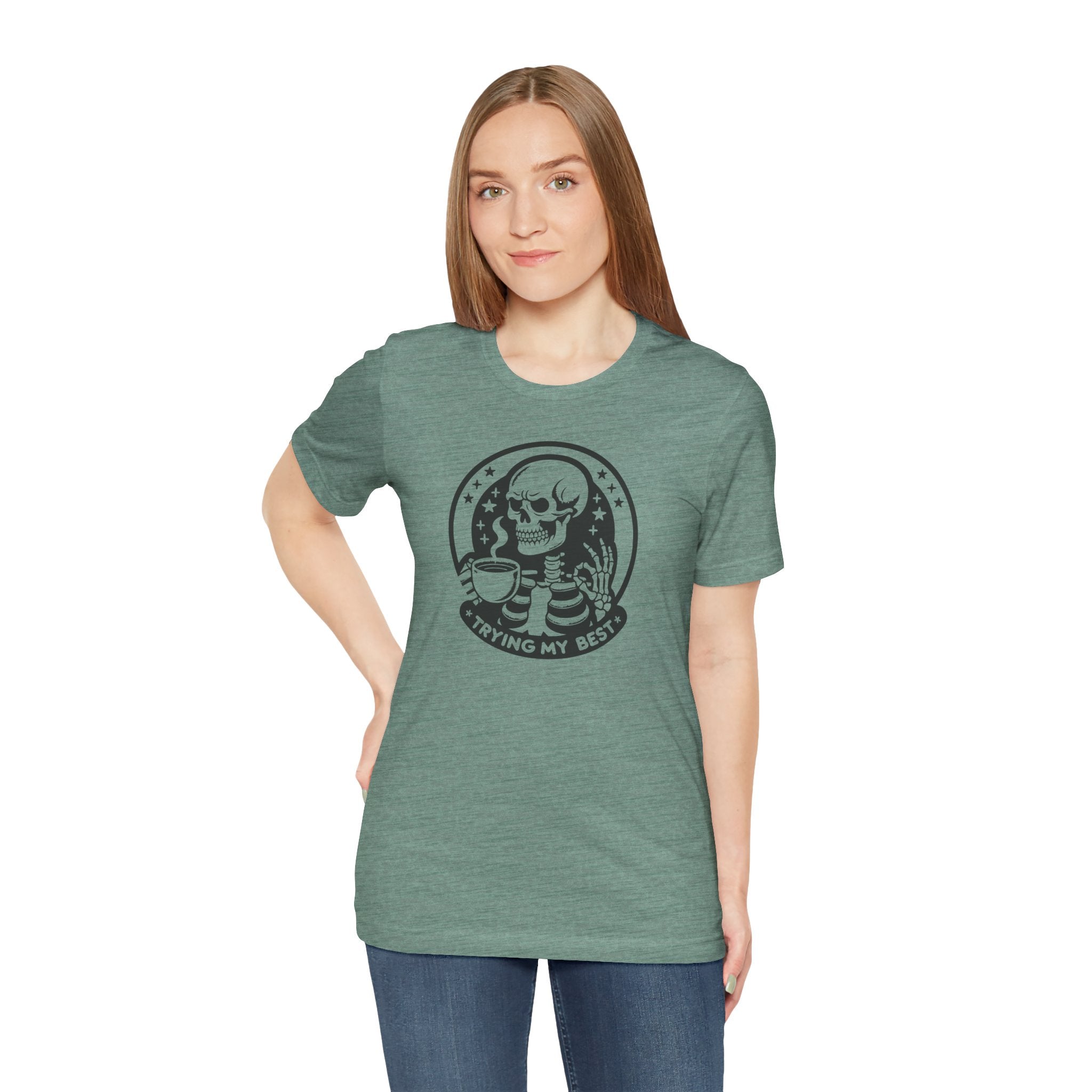 Trying my Best Tee, Casual T-Shirt, Halloween Shirt, Graphic Tee, Unisex Short Sleeve, Skull Shirt