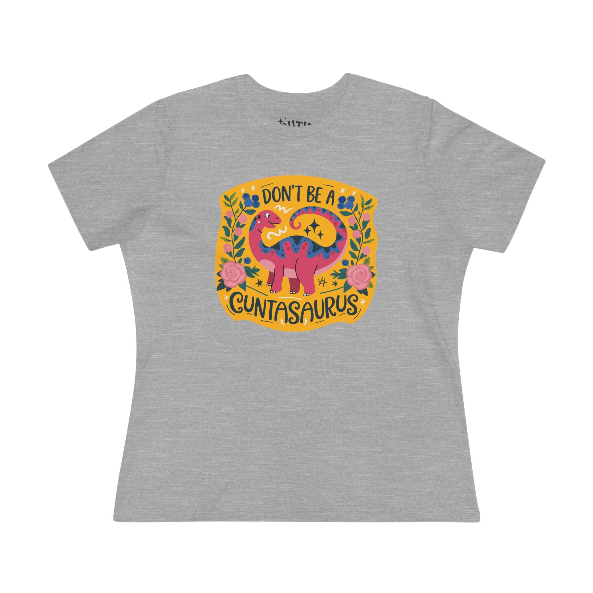 Dinosaur Dark Humor Women's Graphic Tee, Funny Cotton T-Shirt