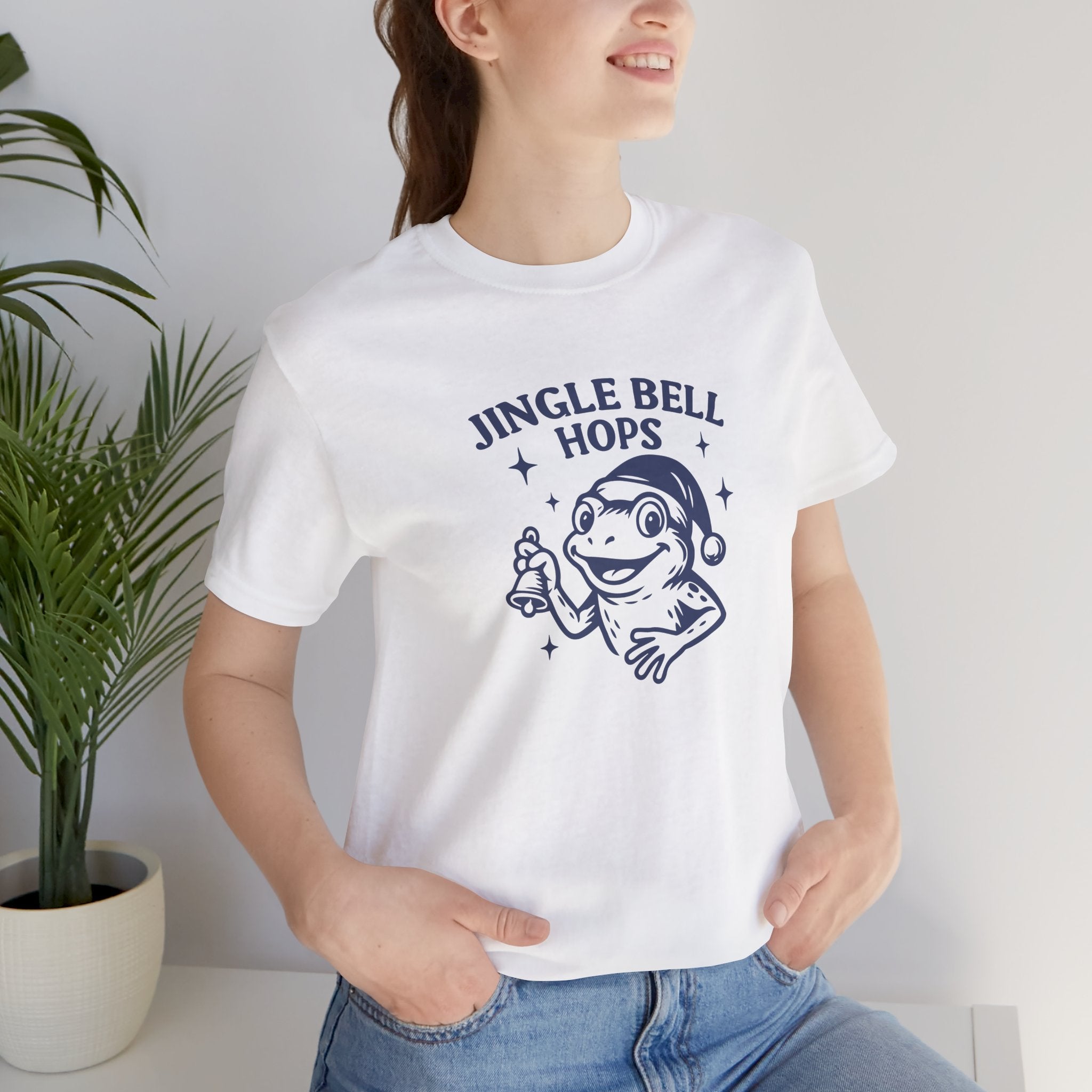 Frog Christmas Jingle Bell Hops Tee, Fun Holiday T-Shirt, Unisex Christmas Apparel, Gift for Frog Lovers, Cute Festive Wear, Cheerful Seasonal Top
