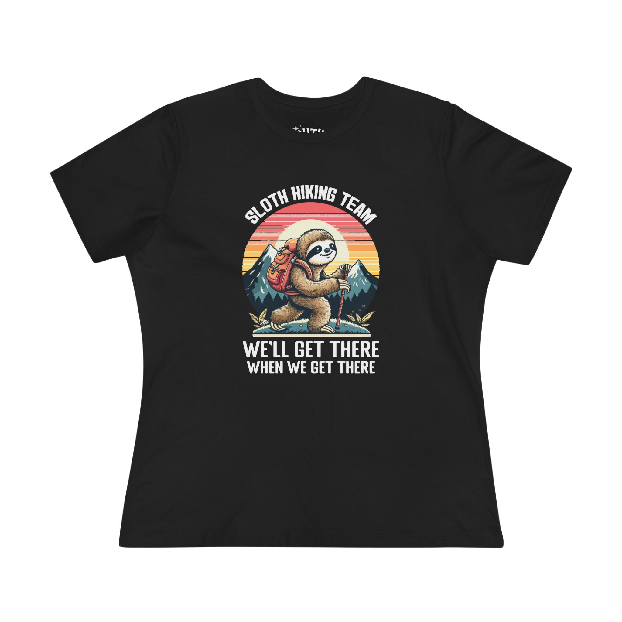 Sloth Hiking Team Women's Cotton Tee | Funny Sloth Shirt, Outdoor T-Shirt, Nature Lover Gift, Hiking Apparel, Gift for Adventurers