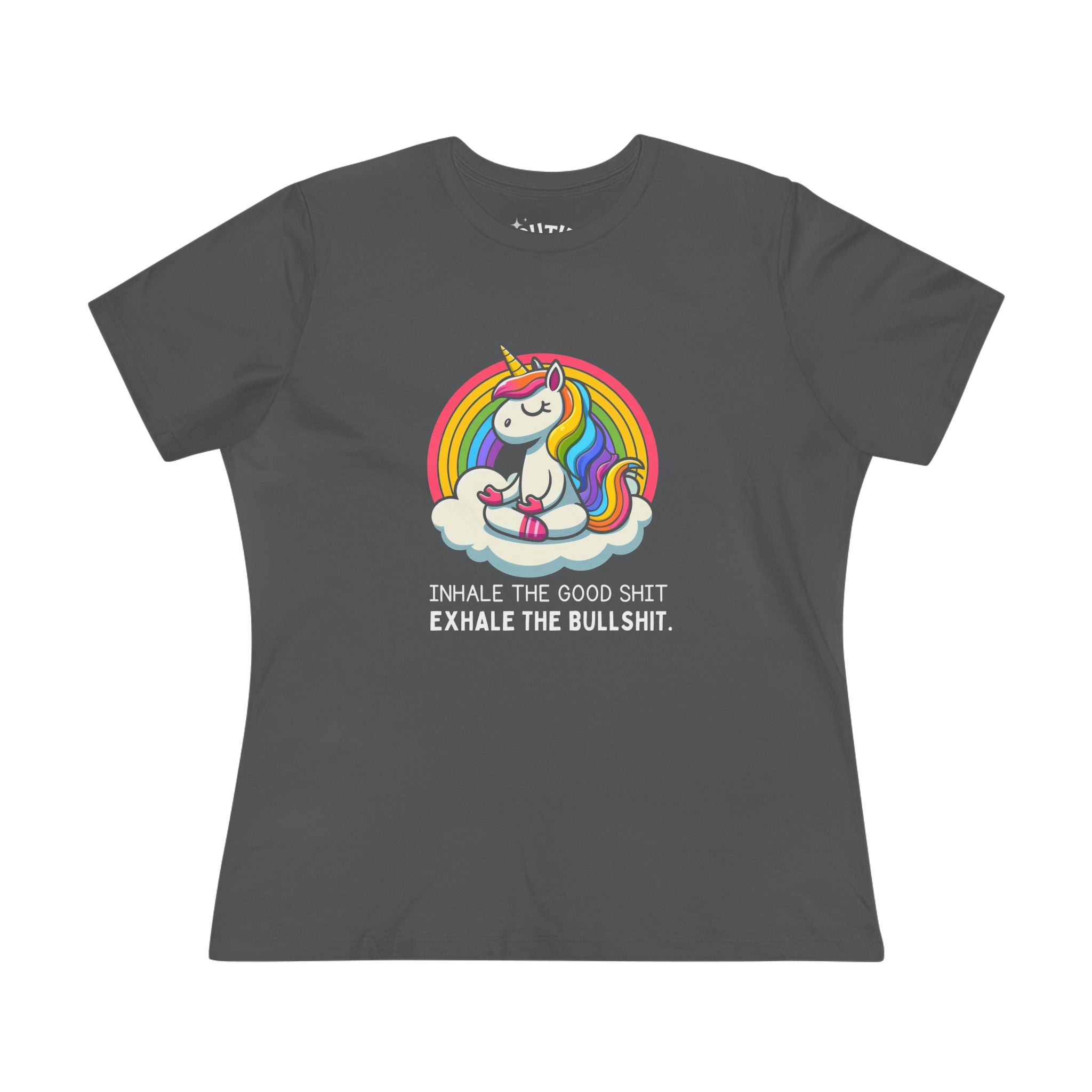 Colorful Unicorn Inhale Graphic Tee - Inhale the Good Shit Exhale the Bullshit, Cute T-Shirt, Motivational Cotton Top, Gift for Her, Fun Apparel
