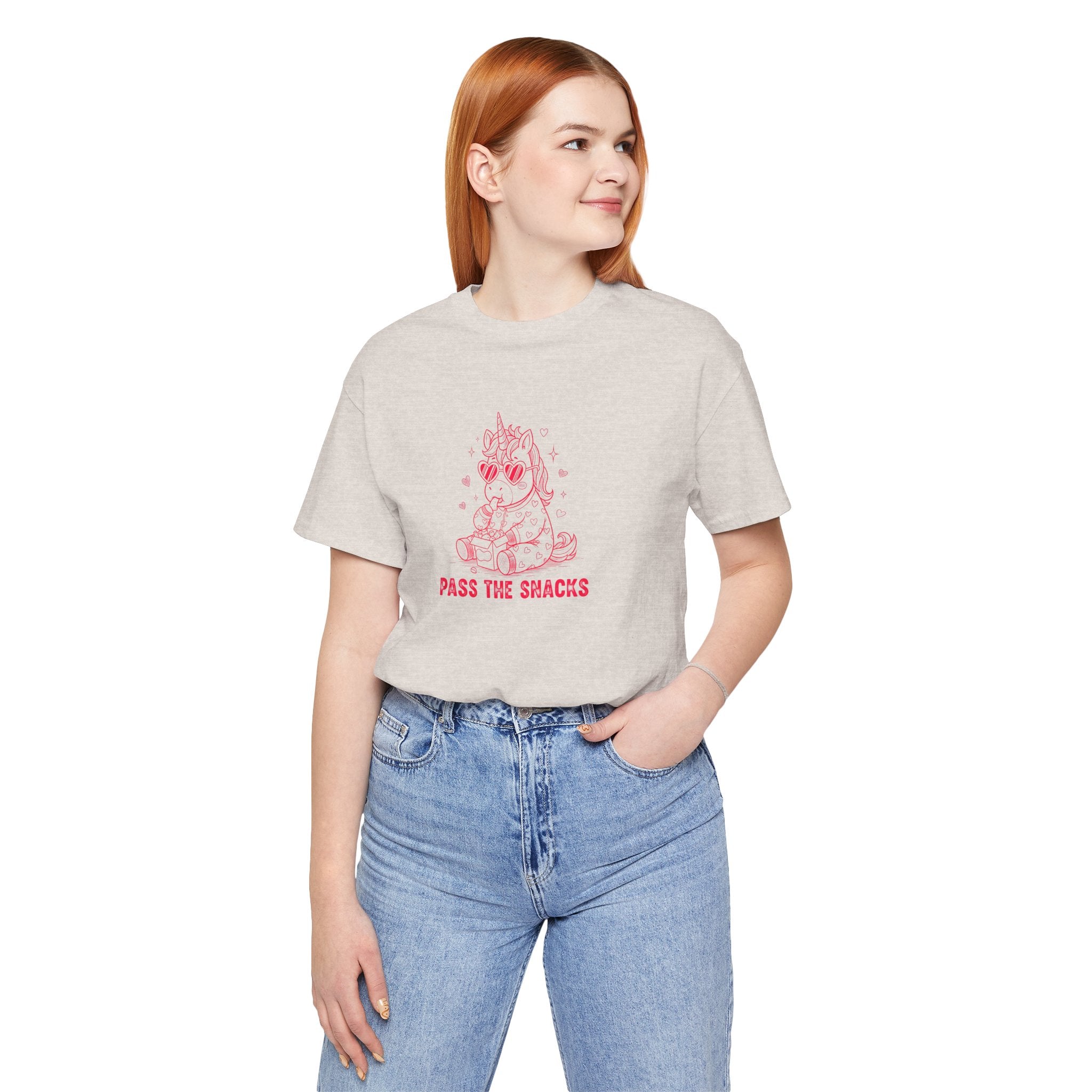 Unicorn Snack Lover Tee, Fun Gift for Friends, Quirky Apparel, Casual Wear, Foodie Fashion, Cute Unicorn Shirt