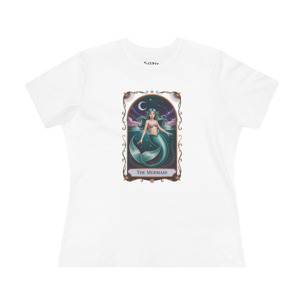 Mermaid Tarot Card Graphic Tee for Women | Cute Summer Top, Beach Wear, Gift for Mermaid Lovers, Casual Style, Fun and Playful