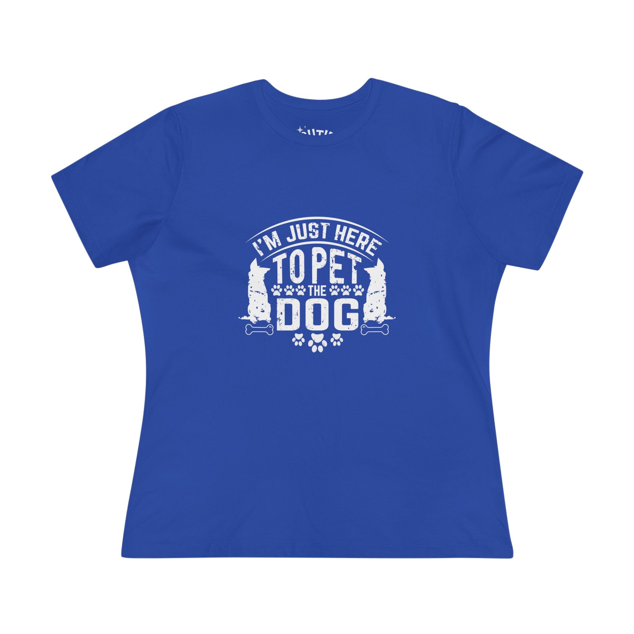 Dog Lover Women's Cotton Tee, I'm Just Here to Pet the Dog - Funny Pet Enthusiast Gift, Cute Dog Mom Shirt, Casual Dog Lover Apparel, Gift for Dog Owners, Animal Lover Tee