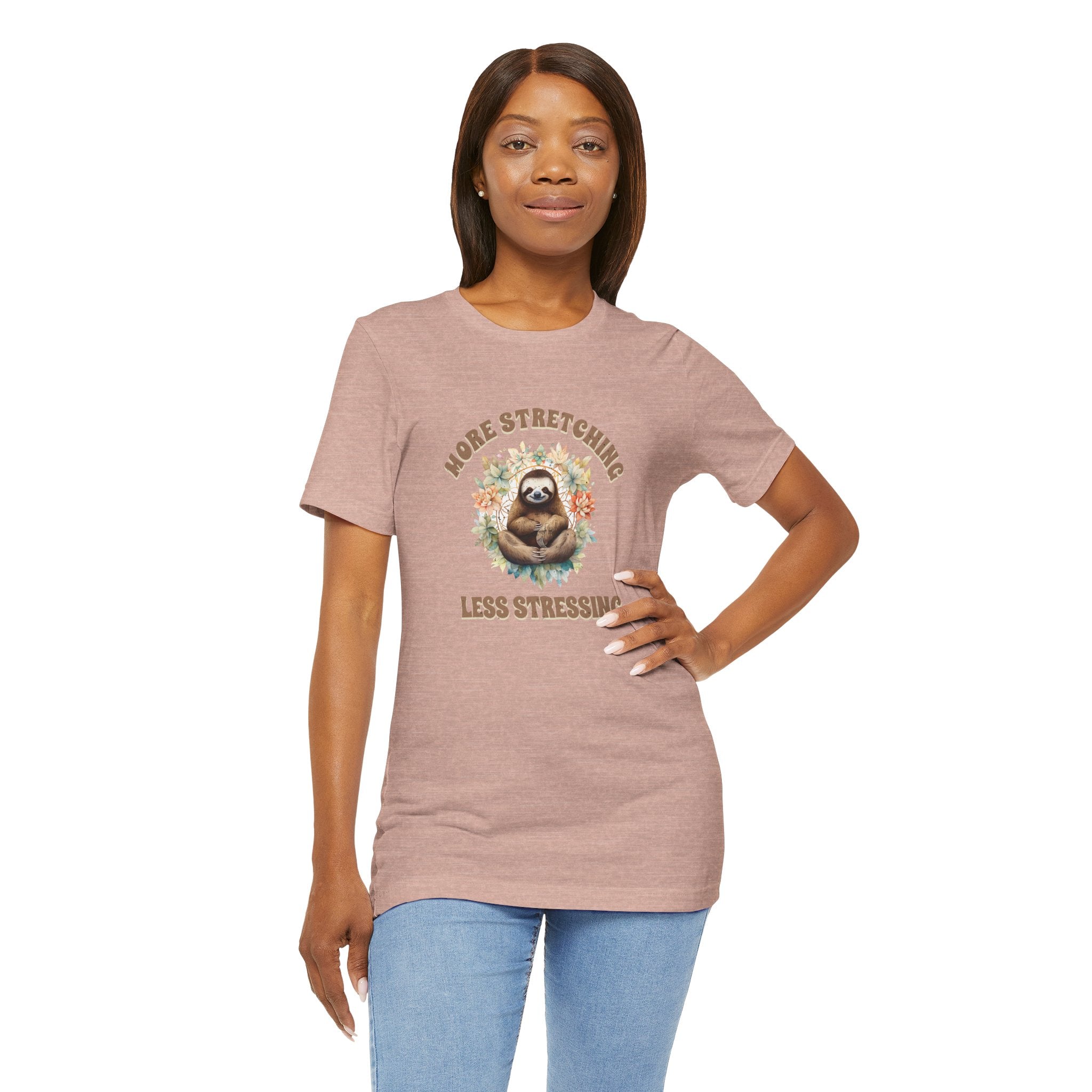 Relaxing Sloth Tee | More Stretching Less Stressing | Casual Wear, Funny Gift, Nature Lover, Yoga Shirt, Unisex Apparel