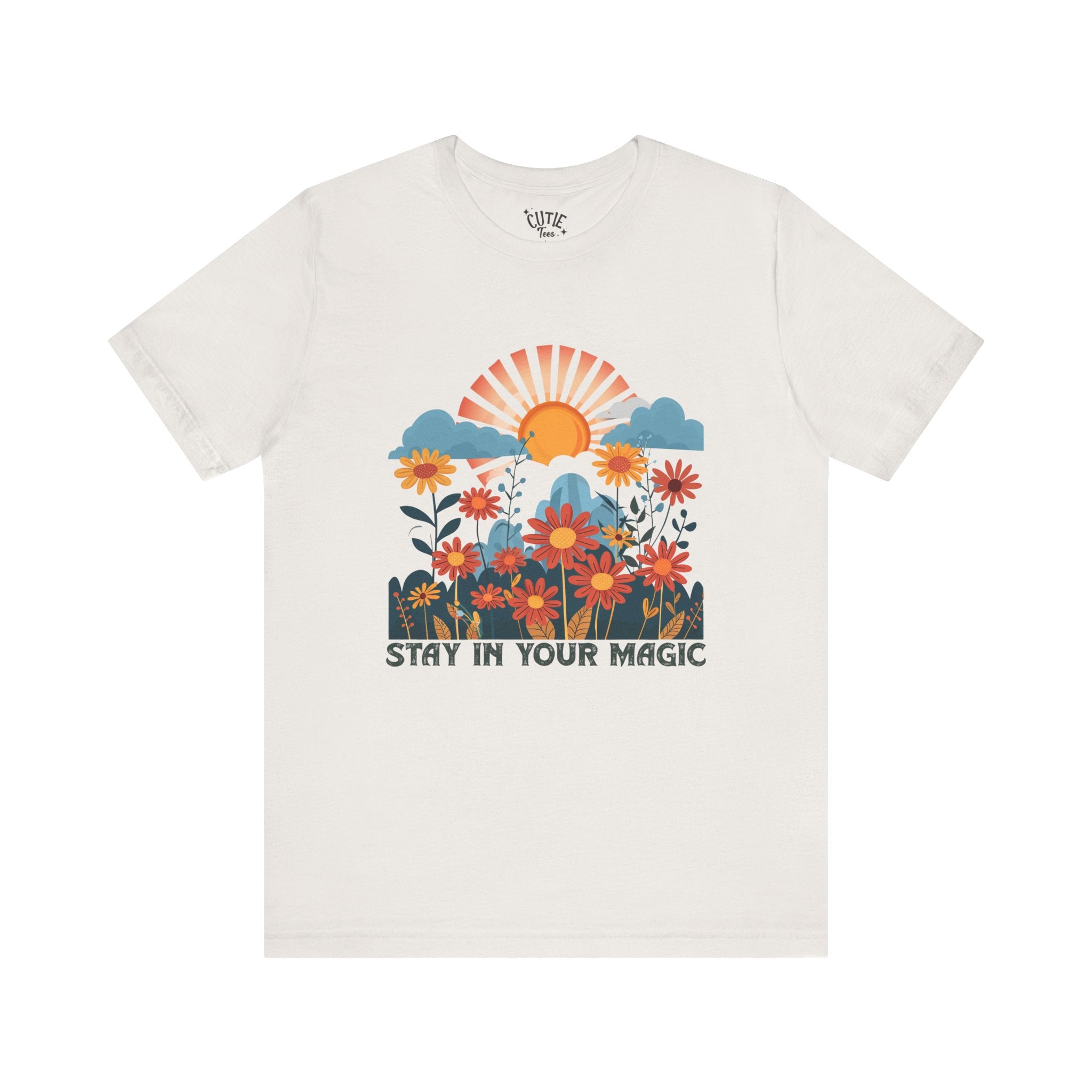 Stay in Your Magic Boho Floral Cotton Tee, Women’s Inspirational Tee, Boho Vibe T-Shirt, Gift for Nature Lovers