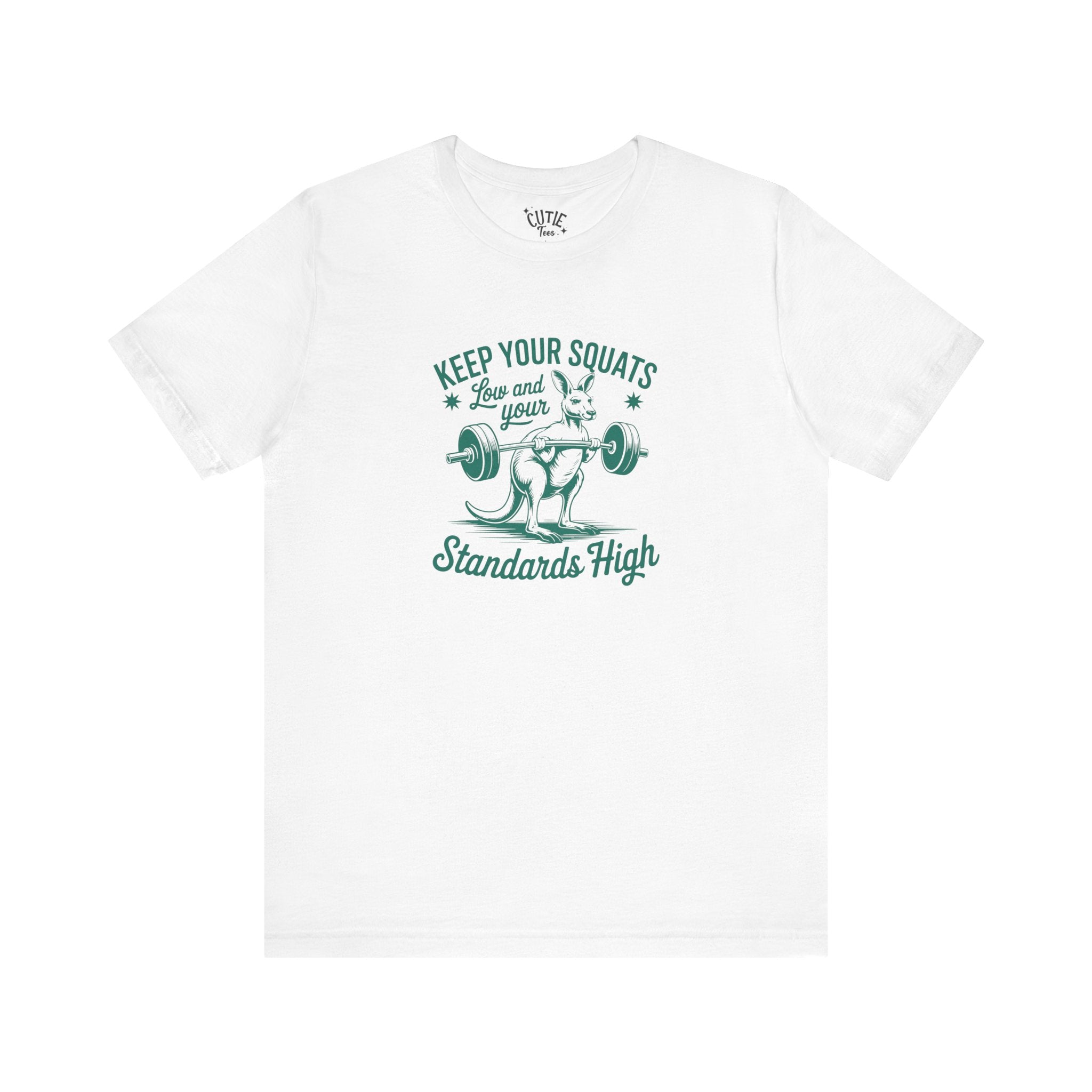 Fitness Tee Kangaroo: Keep Your Squats Low & Standards High, Workout Shirt, Gym Tee, Fitness Gift, Motivational Apparel, Activewear